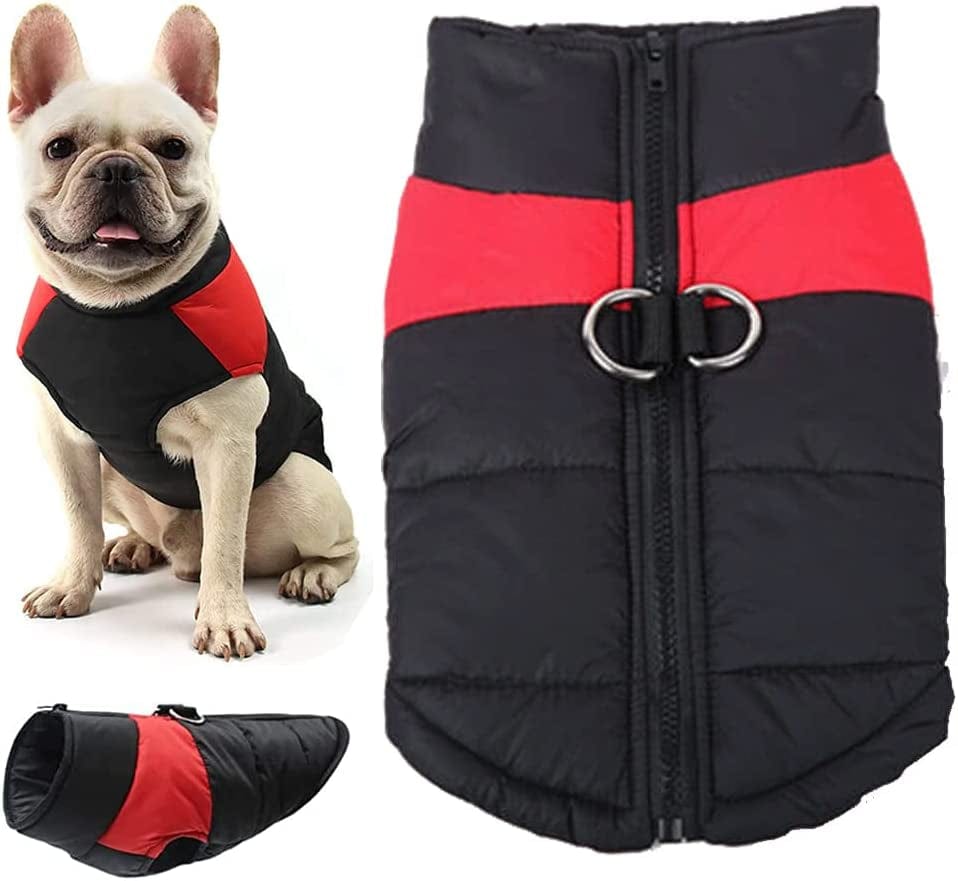 VISVIC Dog Coats Dog Warm Jacket Vest Coat Cold Weather, Pet Winter Clothes for Small Medium Large Dogs, Dog Warm Padded Vest Coat, Zip up Sports Outwear Pet Apparel with Dual D Ring Leash Animals & Pet Supplies > Pet Supplies > Dog Supplies > Dog Apparel shenghuius Red Chest 19", Back Length 15" 