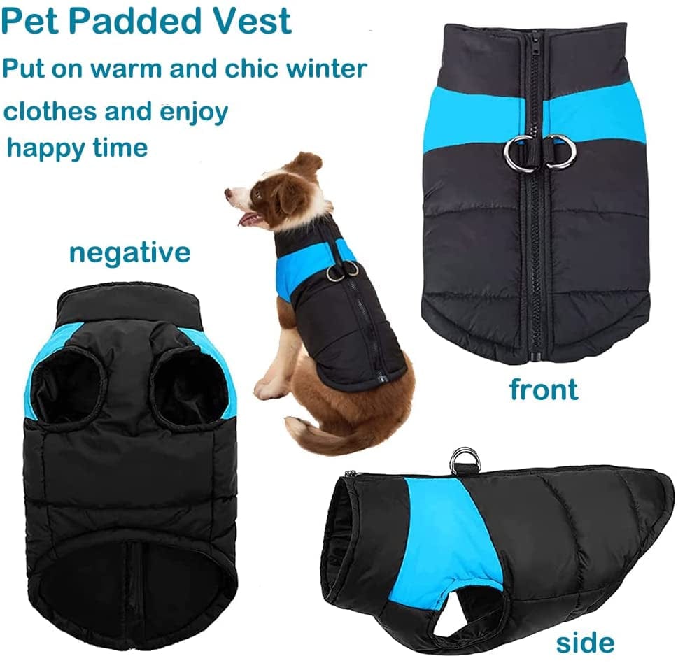 VISVIC Dog Coats Dog Warm Jacket Vest Coat Cold Weather, Pet Winter Clothes for Small Medium Large Dogs, Dog Warm Padded Vest Coat, Zip up Sports Outwear Pet Apparel with Dual D Ring Leash Animals & Pet Supplies > Pet Supplies > Dog Supplies > Dog Apparel shenghuius   