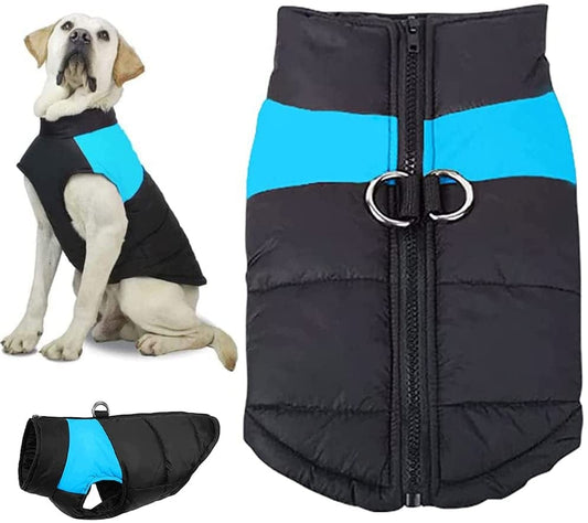 VISVIC Dog Coats Dog Warm Jacket Vest Coat Cold Weather, Pet Winter Clothes for Small Medium Large Dogs, Dog Warm Padded Vest Coat, Zip up Sports Outwear Pet Apparel with Dual D Ring Leash Animals & Pet Supplies > Pet Supplies > Dog Supplies > Dog Apparel shenghuius Blue Chest 14", Back Length 10" 