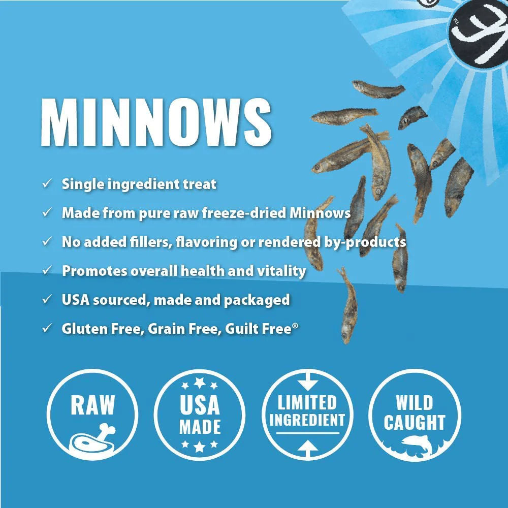 Vital Cat 6 Pack Freeze-Dried Minnows Grain Free Limited Ingredient Cat Treats - 0.5 Ounce Each Bag