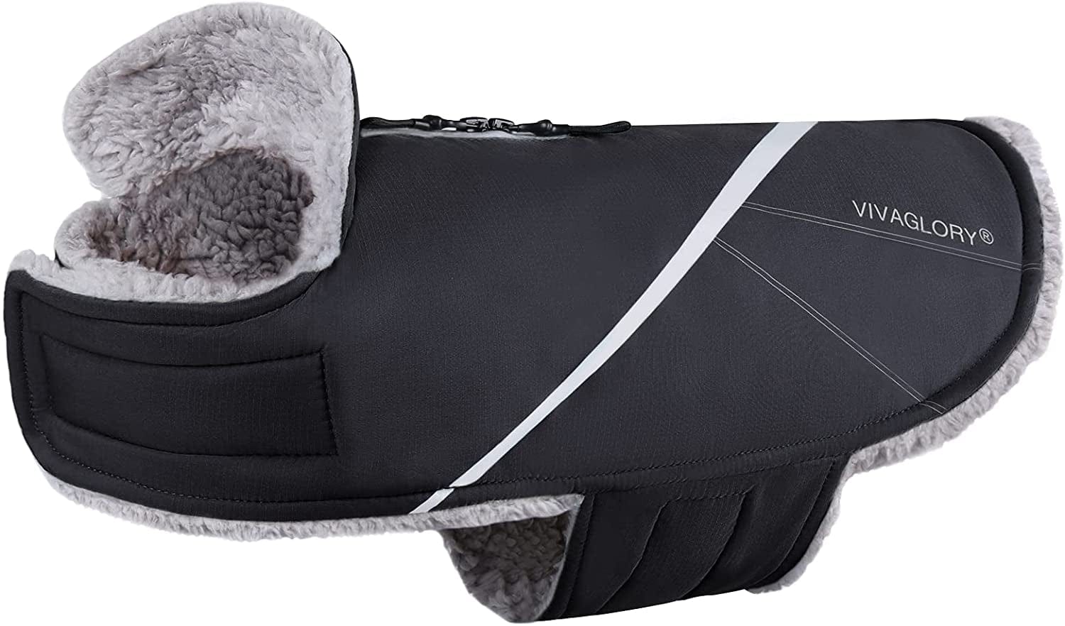 VIVAGLORY Cozy Water-Repellent Windproof Dog Vest Winter Coat, Warm Pet Apparel for Cold Weather Dog Jacket for Small Medium Dogs with Furry Collar, Black, M Animals & Pet Supplies > Pet Supplies > Dog Supplies > Dog Apparel VIVAGLORY Black XS(Chest: 15-18'') 