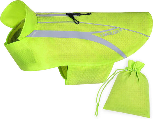 VIVAGLORY Dog Safety Vests, Water-Resistant Dog Wind Breaker Jackets, Reflective & Lightweight Coats Animals & Pet Supplies > Pet Supplies > Dog Supplies > Dog Apparel VIVAGLORY Fluorescent Green Medium 