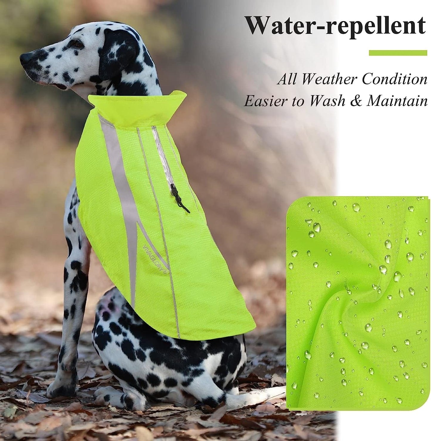 VIVAGLORY Dog Safety Vests, Water-Resistant Dog Wind Breaker Jackets, Reflective & Lightweight Coats Animals & Pet Supplies > Pet Supplies > Dog Supplies > Dog Apparel VIVAGLORY   