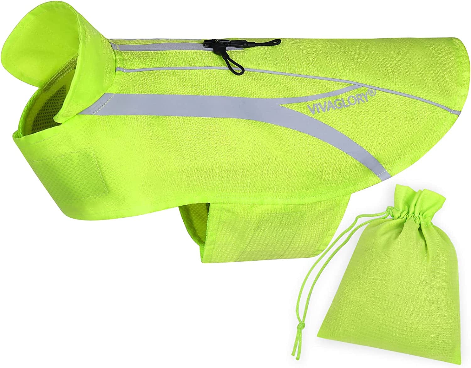 VIVAGLORY Dog Safety Vests, Water-Resistant Dog Wind Breaker Jackets, Reflective & Lightweight Coats Animals & Pet Supplies > Pet Supplies > Dog Supplies > Dog Apparel VIVAGLORY Fluorescent Green Small 