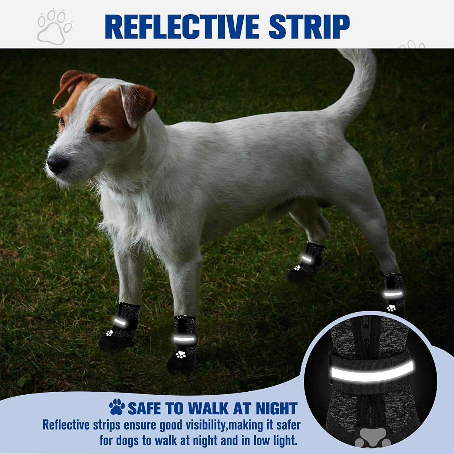 VKPETFR Breathable Dog Boots - Waterproof Shoes for Dogs with Reflective Strip for All Seasons, Anti-Slip Socks Paw Protector Heat Protection for Indoor and Outdoor Puppy Hiking Animals & Pet Supplies > Pet Supplies > Dog Supplies > Dog Apparel VKPETFR   