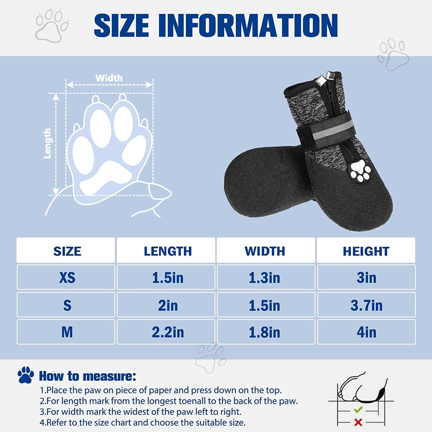 VKPETFR Breathable Dog Boots - Waterproof Shoes for Dogs with Reflective Strip for All Seasons, Anti-Slip Socks Paw Protector Heat Protection for Indoor and Outdoor Puppy Hiking Animals & Pet Supplies > Pet Supplies > Dog Supplies > Dog Apparel VKPETFR   