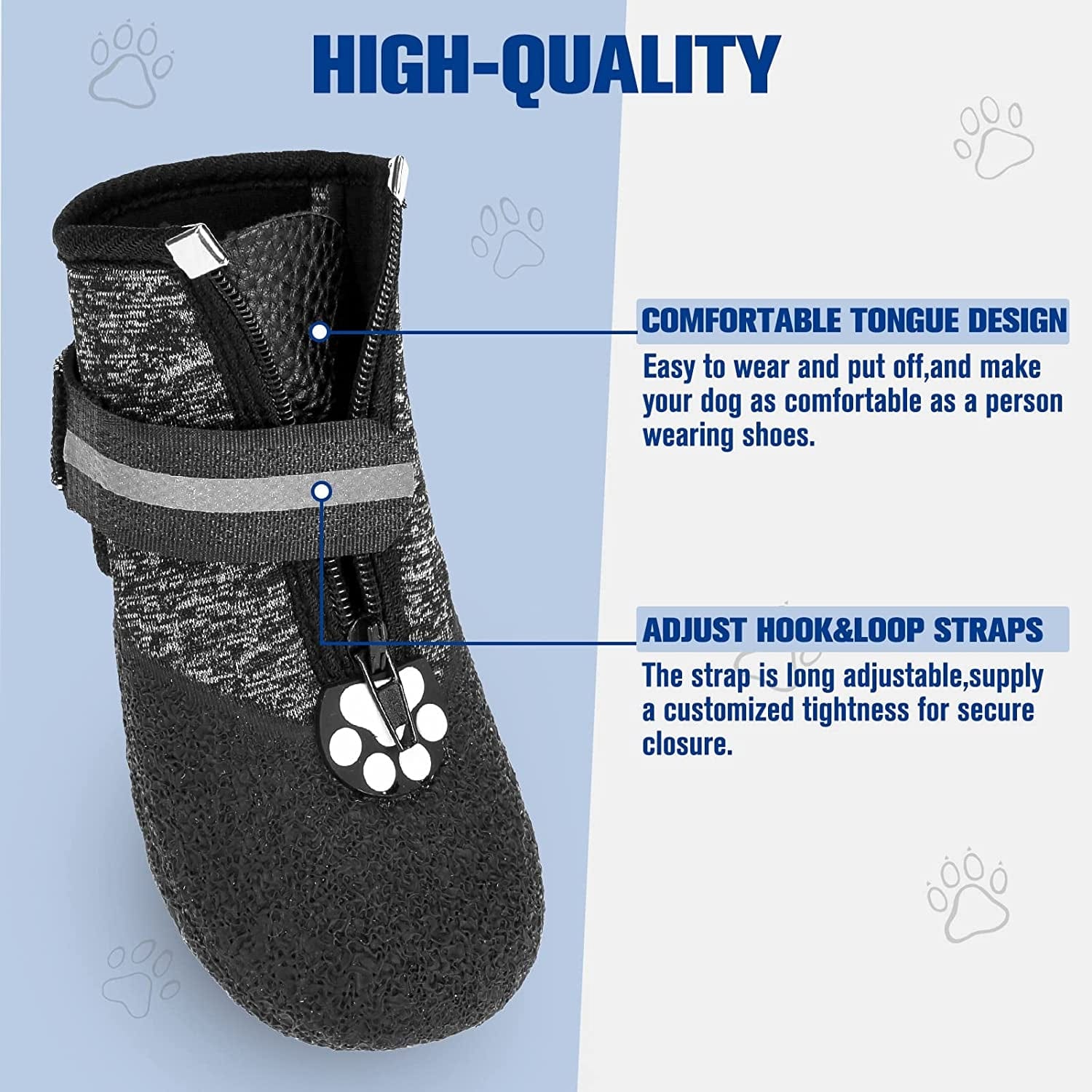 VKPETFR Breathable Dog Boots - Waterproof Shoes for Dogs with Reflective Strip for All Seasons, Anti-Slip Socks Paw Protector Heat Protection for Indoor and Outdoor Puppy Hiking Animals & Pet Supplies > Pet Supplies > Dog Supplies > Dog Apparel VKPETFR   