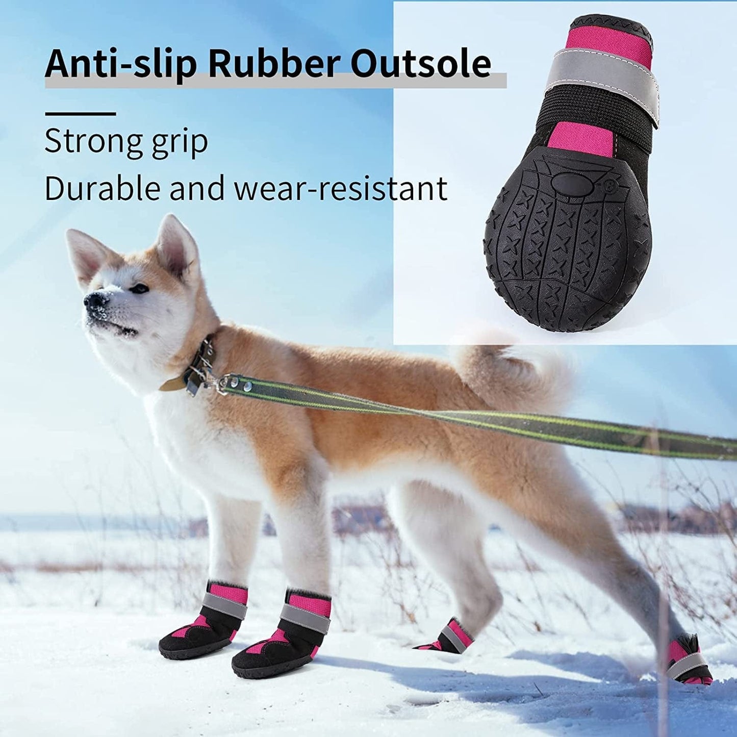 VOOPET Dog Booties for Hot Pavement Dog Shoes Paw Protectors, Waterproof Dog Hiking Boots Avoid Injury with Reflective Nylon Elastic Straps - Stay on Well & Non Slip Outsole Safety for Snowy Mudd Animals & Pet Supplies > Pet Supplies > Dog Supplies > Dog Apparel VOOPET   