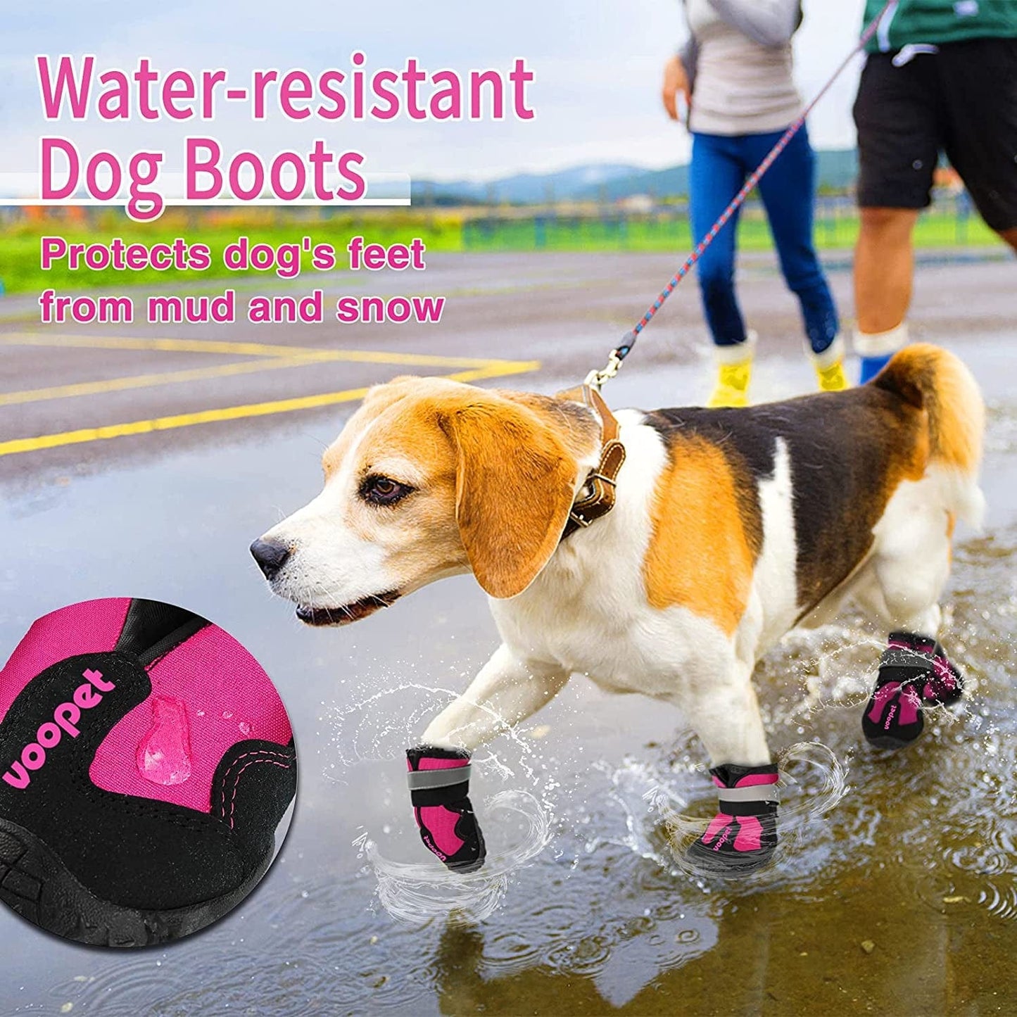 VOOPET Dog Booties for Hot Pavement Dog Shoes Paw Protectors, Waterproof Dog Hiking Boots Avoid Injury with Reflective Nylon Elastic Straps - Stay on Well & Non Slip Outsole Safety for Snowy Mudd Animals & Pet Supplies > Pet Supplies > Dog Supplies > Dog Apparel VOOPET   