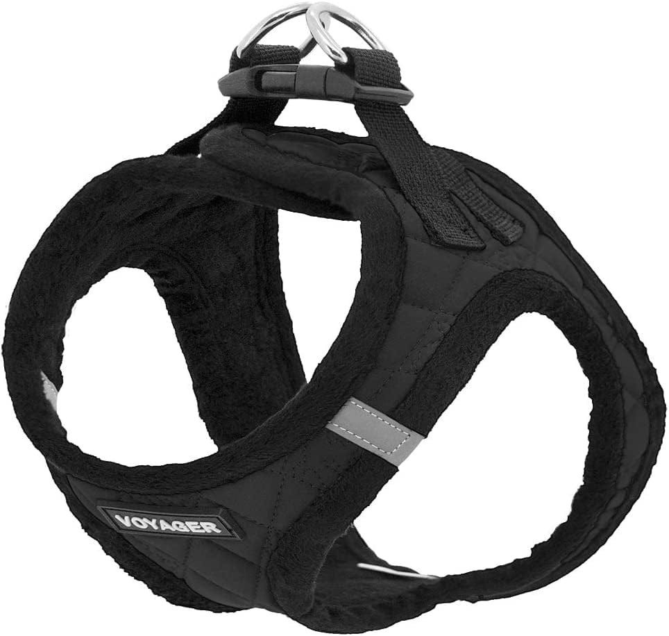 Voyager Step-In Plush Dog Harness – Soft Plush, Step in Vest Harness for Small and Medium Dogs by Best Pet Supplies - Black Plush, S (Chest: 14.5 - 16") Animals & Pet Supplies > Pet Supplies > Dog Supplies > Dog Apparel Best Pet Supplies   