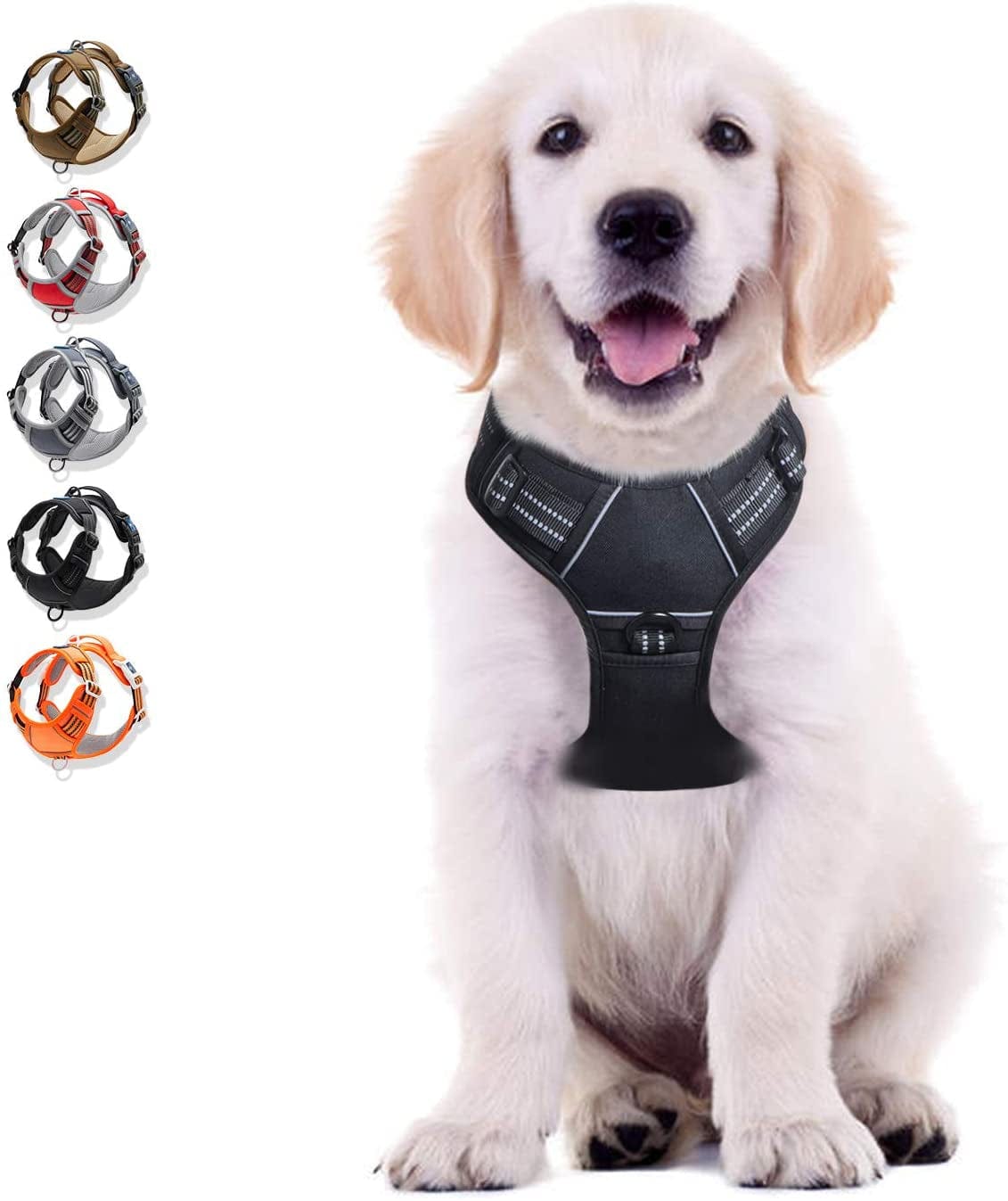 WALKTOFINE Dog Harness, No Pull Reflective Adjustable Dog Harnesses with 2 Leash Clips, Dog Vest Harness with Easy Control Handle for Small Medium Large Dogs (L, Black) Animals & Pet Supplies > Pet Supplies > Dog Supplies > Dog Apparel WALKTOFINE Black Small 