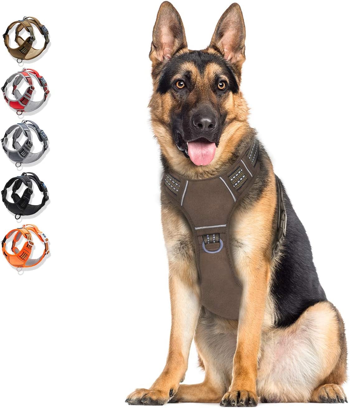 WALKTOFINE Dog Harness, No Pull Reflective Adjustable Dog Harnesses with 2 Leash Clips, Dog Vest Harness with Easy Control Handle for Small Medium Large Dogs (L, Black) Animals & Pet Supplies > Pet Supplies > Dog Supplies > Dog Apparel WALKTOFINE Army yellow XLarge 