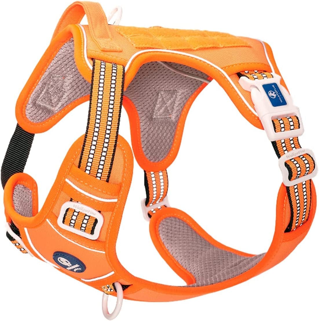 WALKTOFINE Dog Harness, No Pull Reflective Adjustable Dog Harnesses with 2 Leash Clips, Dog Vest Harness with Easy Control Handle for Small Medium Large Dogs (L, Black) Animals & Pet Supplies > Pet Supplies > Dog Supplies > Dog Apparel WALKTOFINE Orange Pro Large 