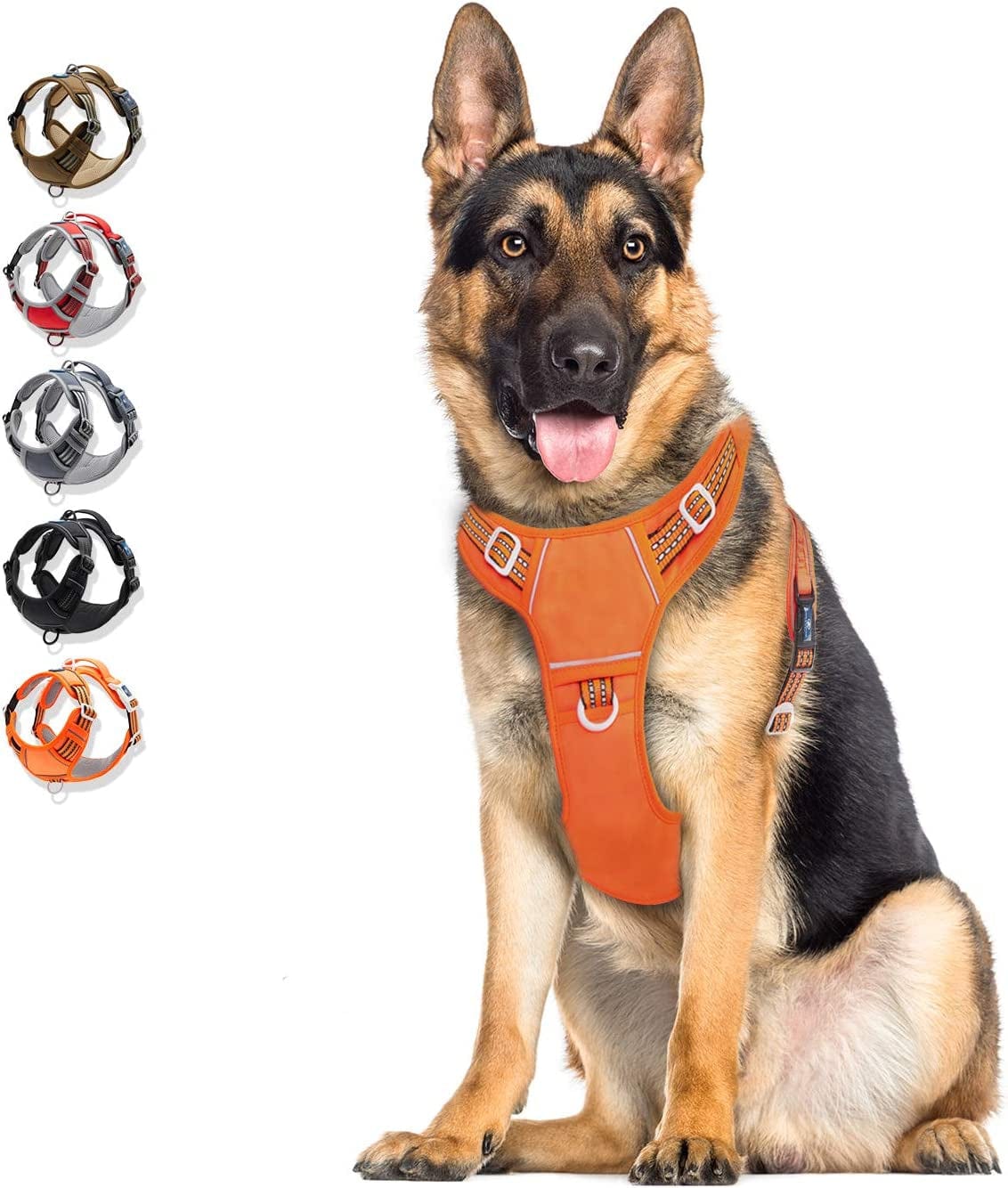 WALKTOFINE Dog Harness, No Pull Reflective Adjustable Dog Harnesses with 2 Leash Clips, Dog Vest Harness with Easy Control Handle for Small Medium Large Dogs (L, Black) Animals & Pet Supplies > Pet Supplies > Dog Supplies > Dog Apparel WALKTOFINE Orange XLarge 