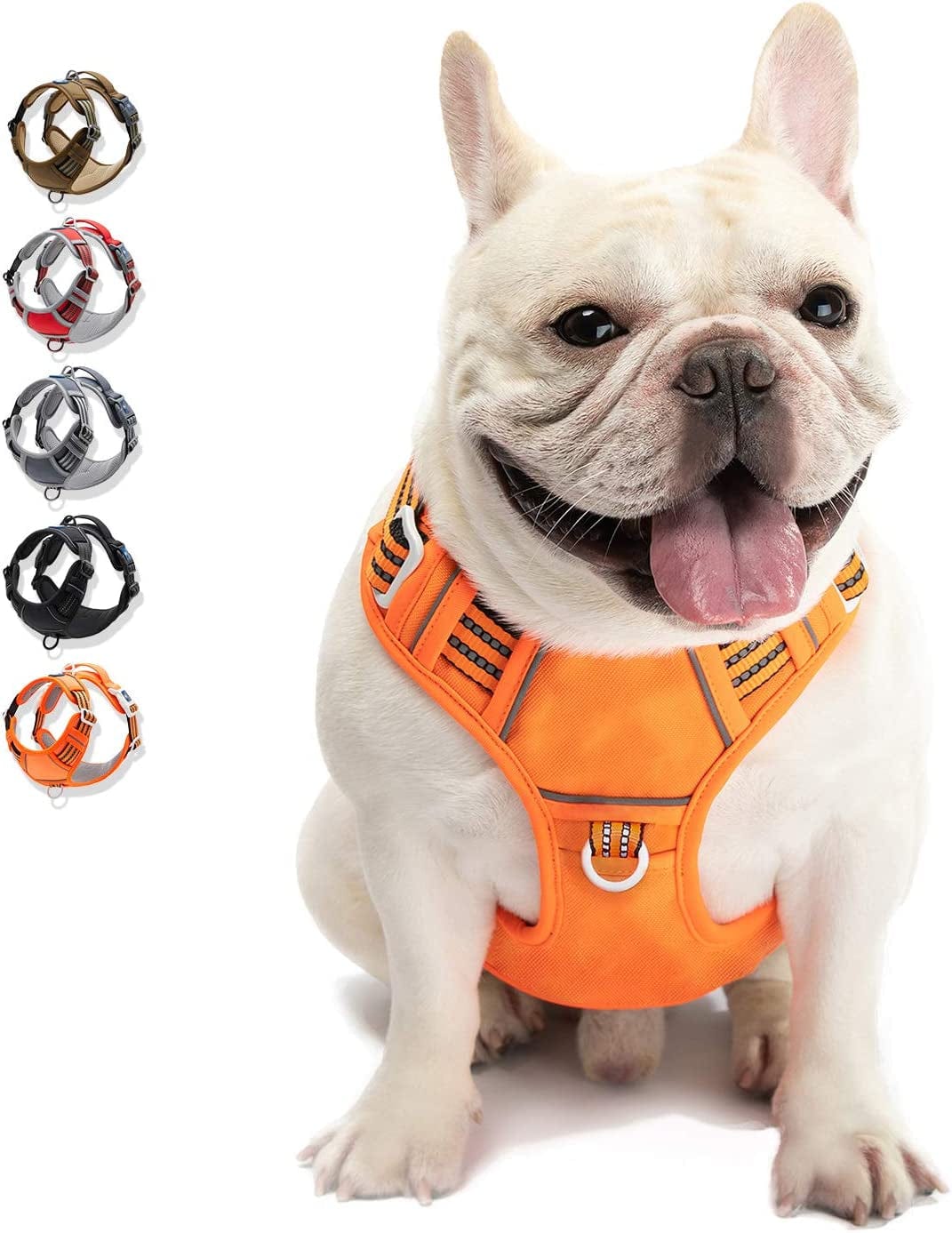 WALKTOFINE Dog Harness, No Pull Reflective Adjustable Dog Harnesses with 2 Leash Clips, Dog Vest Harness with Easy Control Handle for Small Medium Large Dogs (L, Black) Animals & Pet Supplies > Pet Supplies > Dog Supplies > Dog Apparel WALKTOFINE Orange Medium 