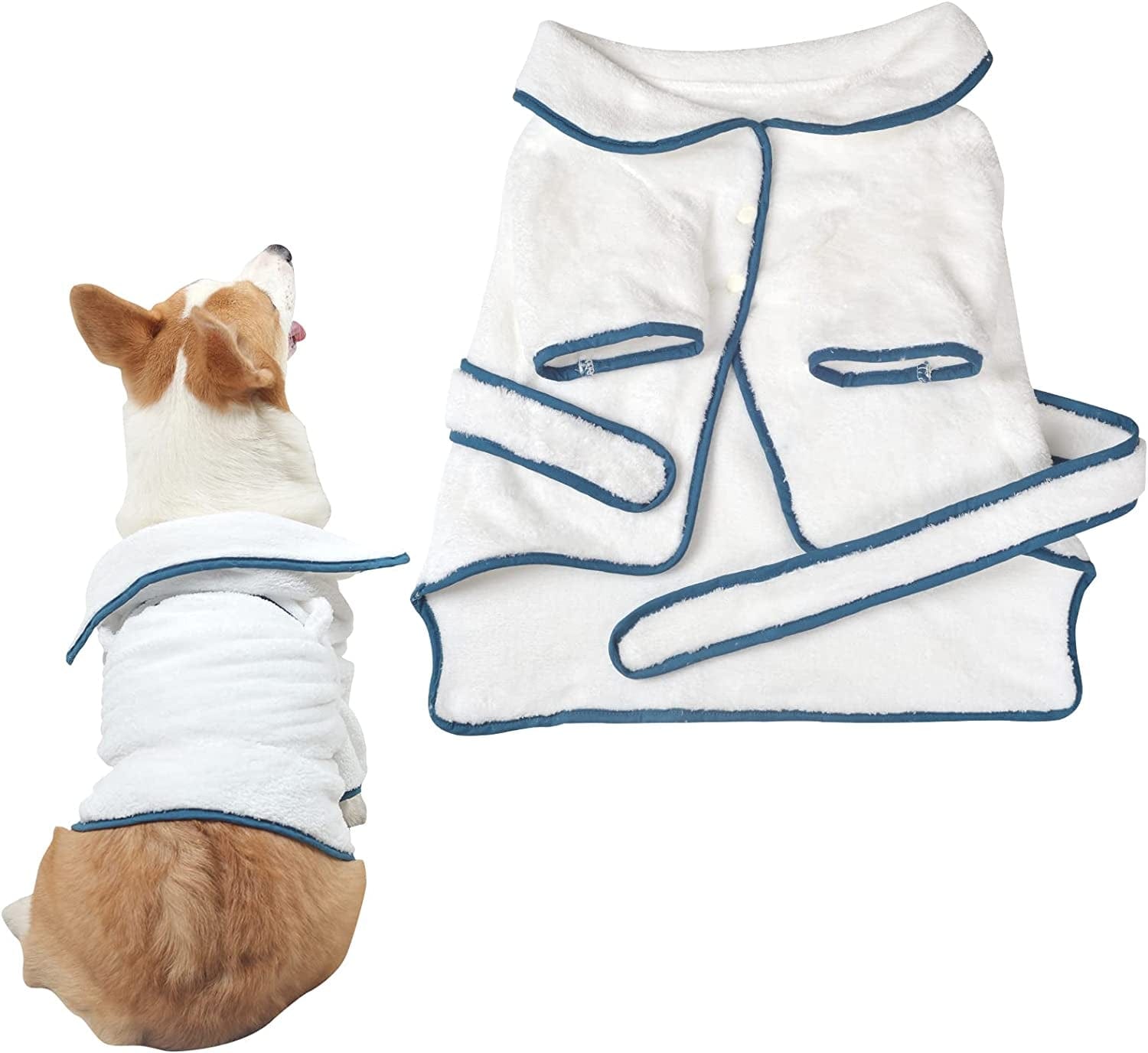 WANGDEFA Dog Bathrobe Pet Pajama Towel Quick Drying Pet Towel Coat Towel Soft Pet Nightwear for Large Medium Small Dogs (L) Animals & Pet Supplies > Pet Supplies > Dog Supplies > Dog Apparel WANGDEFA S  