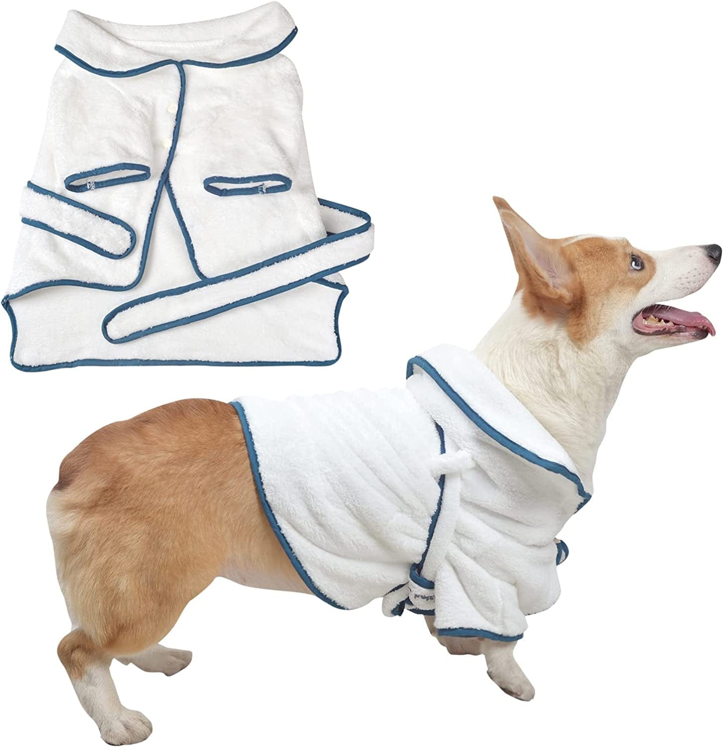 WANGDEFA Dog Bathrobe Pet Pajama Towel Quick Drying Pet Towel Coat Towel Soft Pet Nightwear for Large Medium Small Dogs (L) Animals & Pet Supplies > Pet Supplies > Dog Supplies > Dog Apparel WANGDEFA Medium  