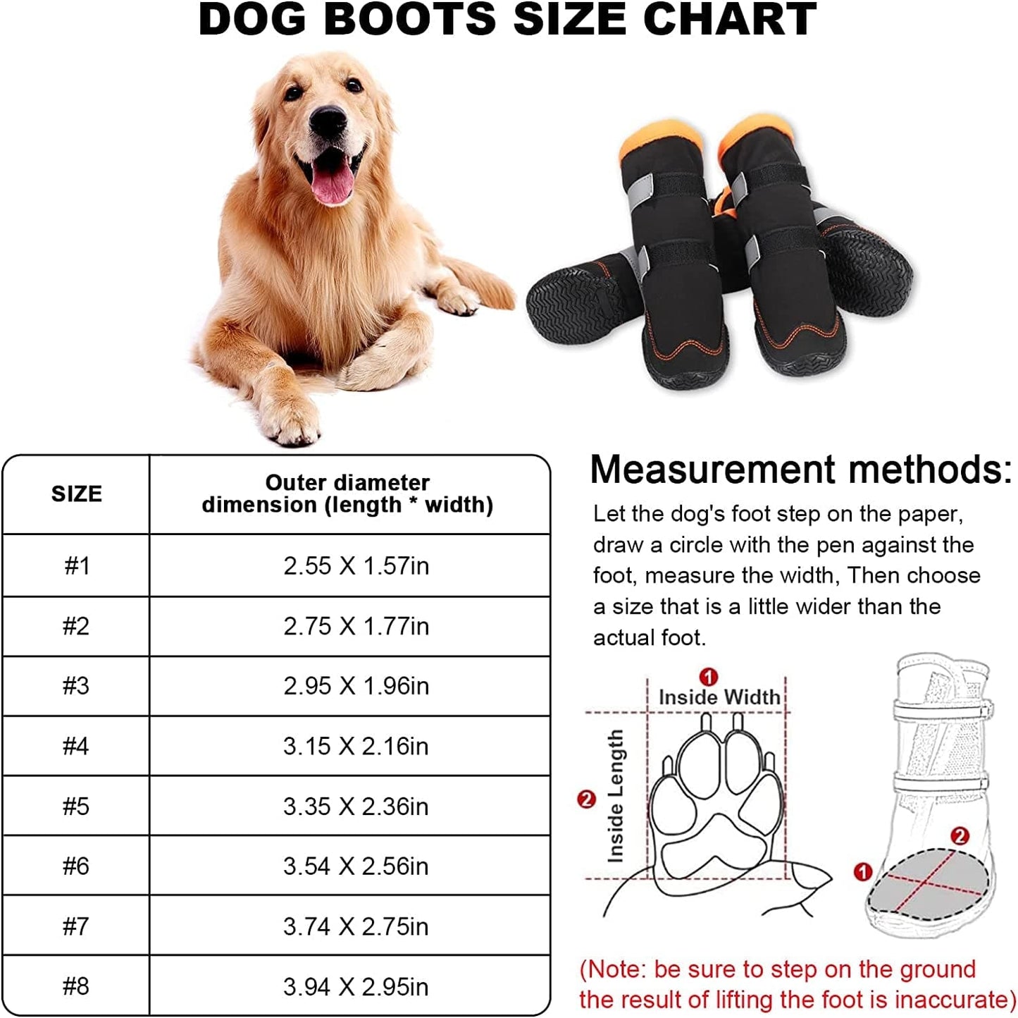 Warm Dog Boots Winter Beacon Pet Dog Shoes 4Pcs, Fleece Lined Dog Shoes with Drawstring, Dog Snow Boots Anti-Slip Rugged Sole - Reflective Dog Booties for Small Medium Large Dogs (Orange #1) Animals & Pet Supplies > Pet Supplies > Dog Supplies > Dog Apparel Beacon Pet   