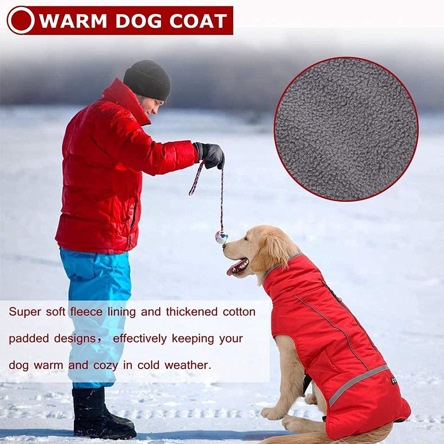 Warm Dog Coat Reflective Dog Jacket, Adjustable Dog Vest Dog Winter Coat, for Small Medium Large Dogs Red-L Animals & Pet Supplies > Pet Supplies > Dog Supplies > Dog Apparel COBEA0000102   