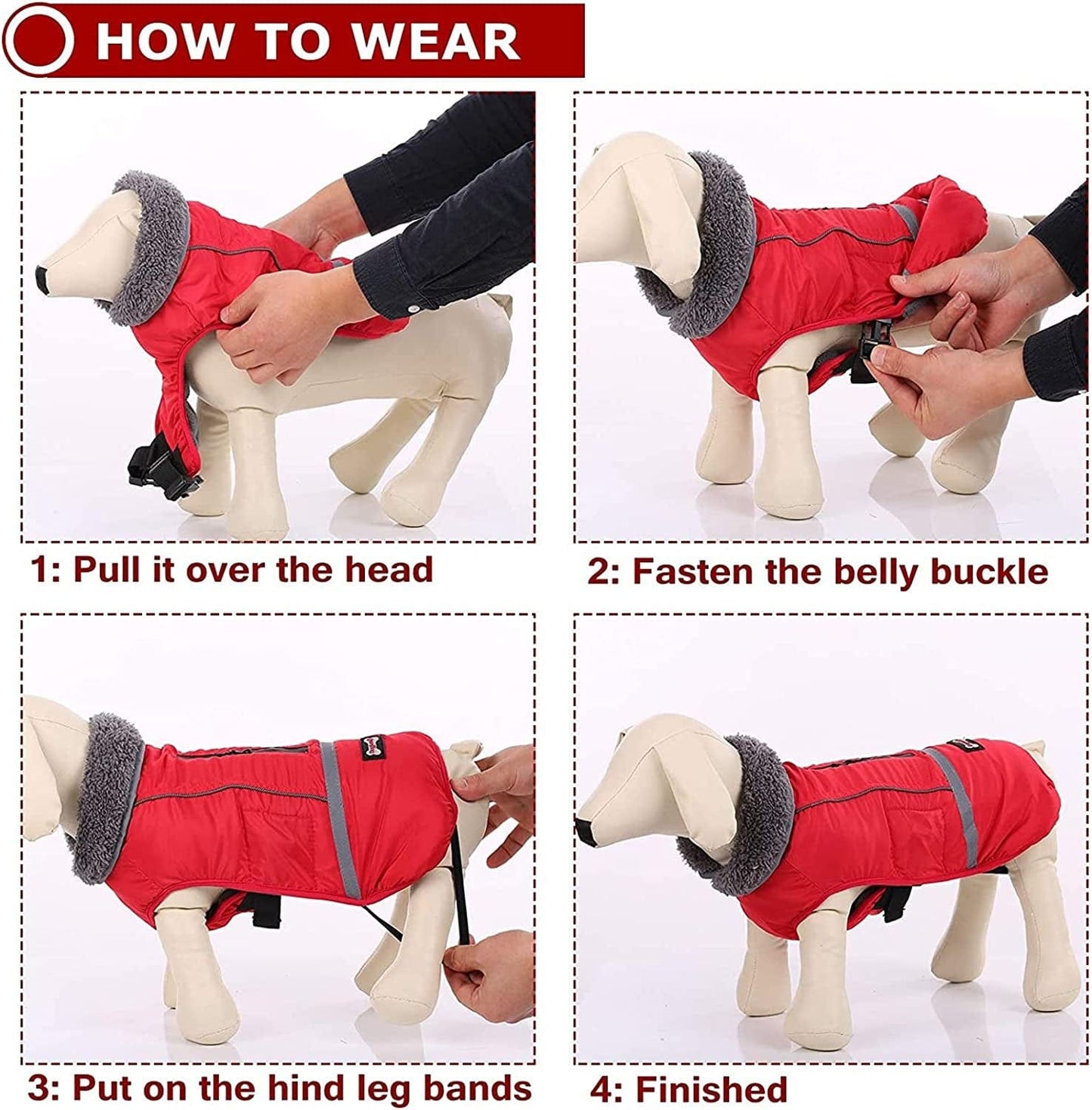 Warm Dog Coat Reflective Dog Jacket, Adjustable Dog Vest Dog Winter Coat, for Small Medium Large Dogs Red-L Animals & Pet Supplies > Pet Supplies > Dog Supplies > Dog Apparel COBEA0000102   