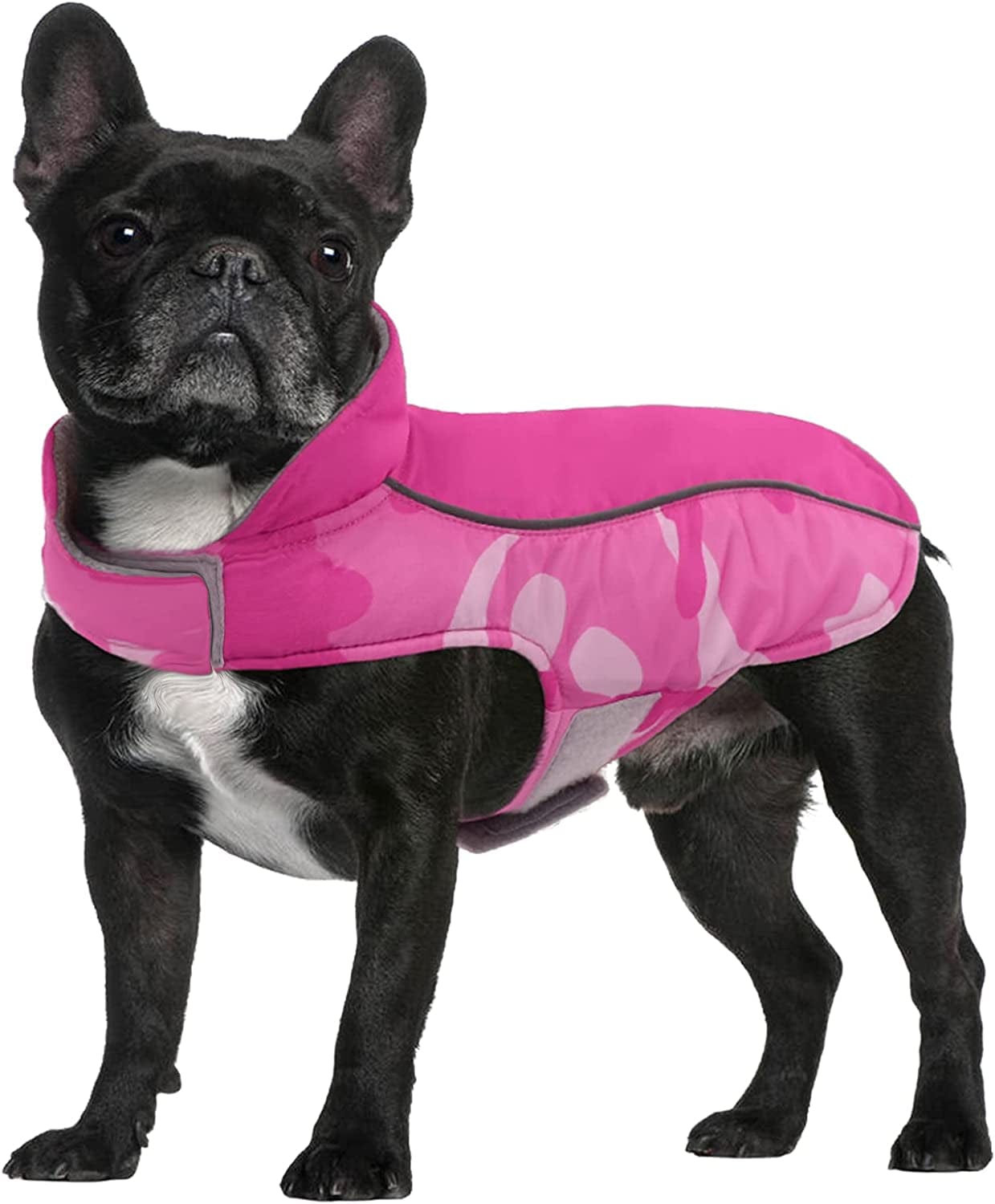 Warm Dog Jacket Reversible Fleece Winter Dog Vest for Cold Weather, Waterproof Windproof Dog Winter Coat Reflective with Magic Strip&Furry Collar for Small Medium Large Breeds Dogs Puppies Cat Pet Animals & Pet Supplies > Pet Supplies > Dog Supplies > Dog Apparel Nanaki Camouflage Pink XS-9.8"length 