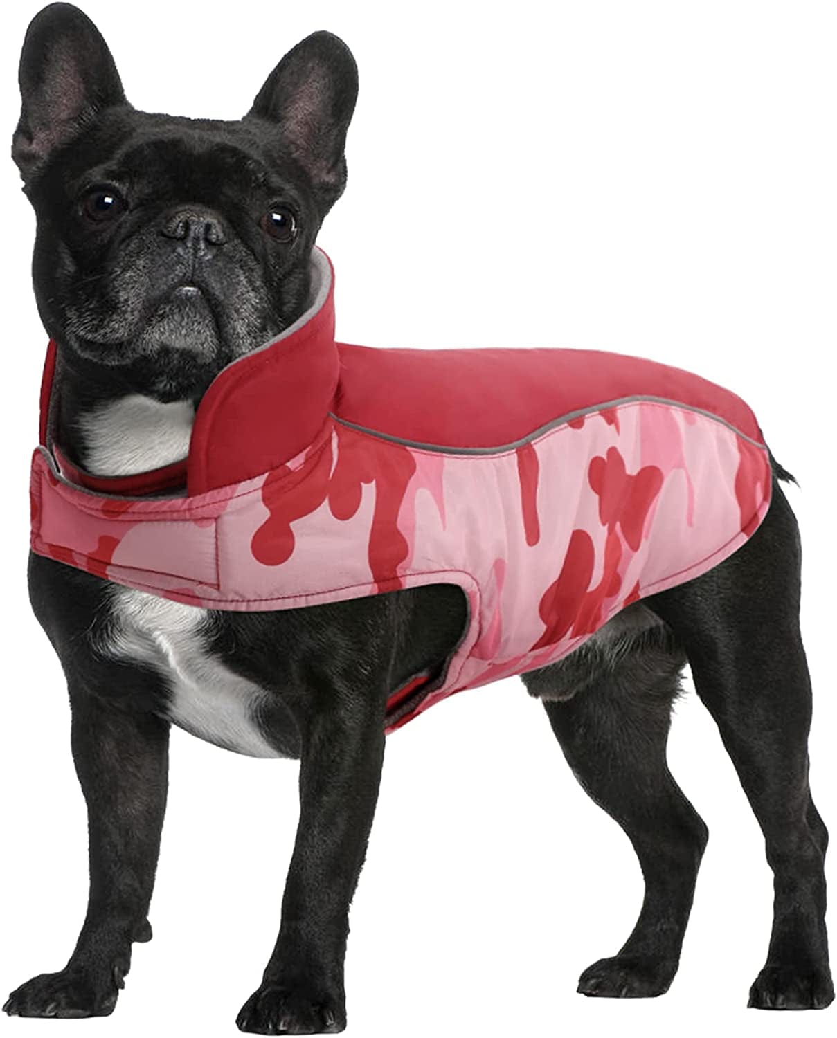 Warm Dog Jacket Reversible Fleece Winter Dog Vest for Cold Weather, Waterproof Windproof Dog Winter Coat Reflective with Magic Strip&Furry Collar for Small Medium Large Breeds Dogs Puppies Cat Pet Animals & Pet Supplies > Pet Supplies > Dog Supplies > Dog Apparel Nanaki Camouflage Red XXL-23.6"length 