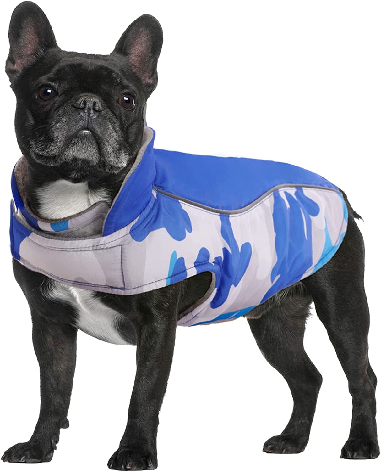 Warm Dog Jacket Reversible Fleece Winter Dog Vest for Cold Weather, Waterproof Windproof Dog Winter Coat Reflective with Magic Strip&Furry Collar for Small Medium Large Breeds Dogs Puppies Cat Pet Animals & Pet Supplies > Pet Supplies > Dog Supplies > Dog Apparel Nanaki Camouflage Blue XXL-23.6"length 