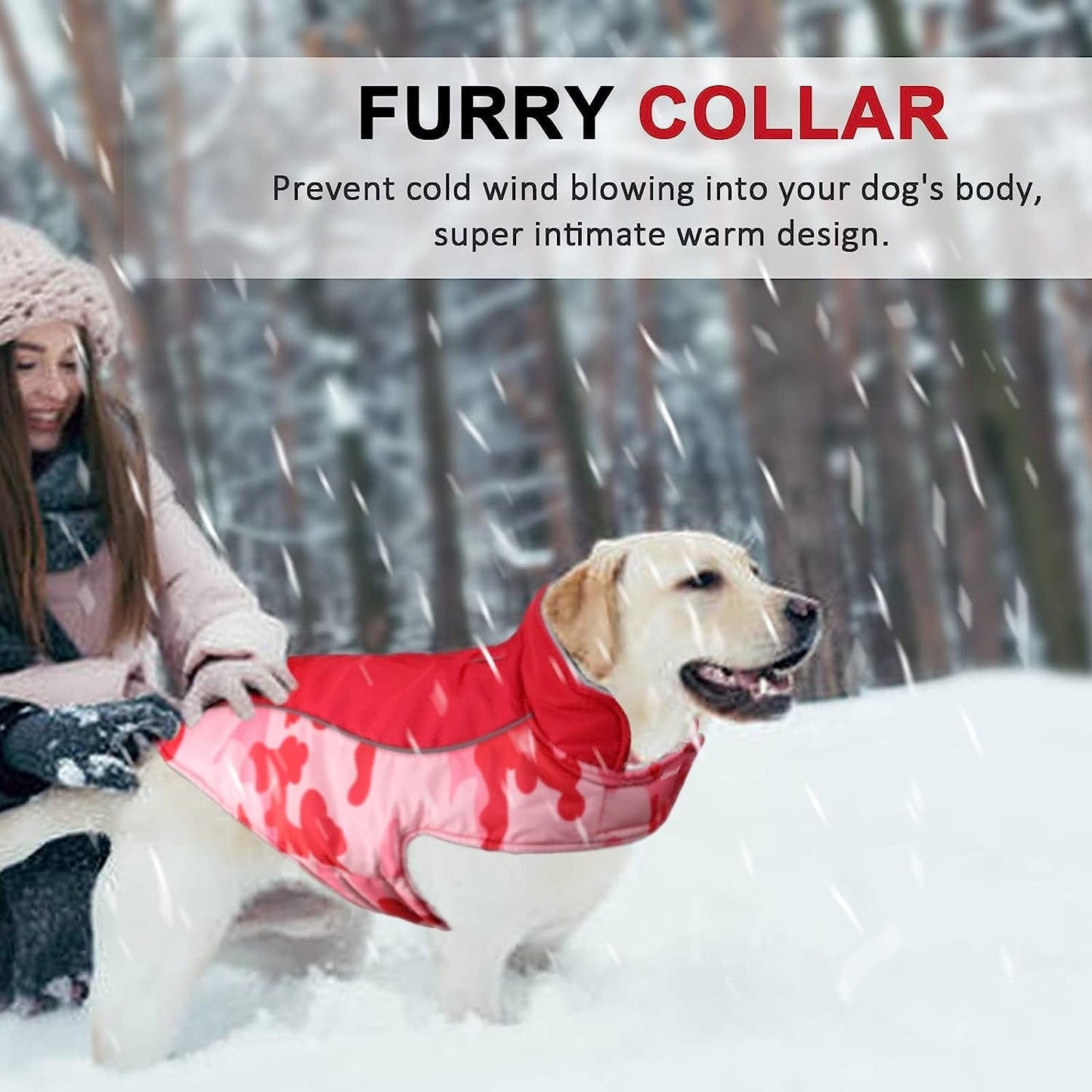 Warm Dog Jacket Reversible Fleece Winter Dog Vest for Cold Weather, Waterproof Windproof Dog Winter Coat Reflective with Magic Strip&Furry Collar for Small Medium Large Breeds Dogs Puppies Cat Pet Animals & Pet Supplies > Pet Supplies > Dog Supplies > Dog Apparel Nanaki   