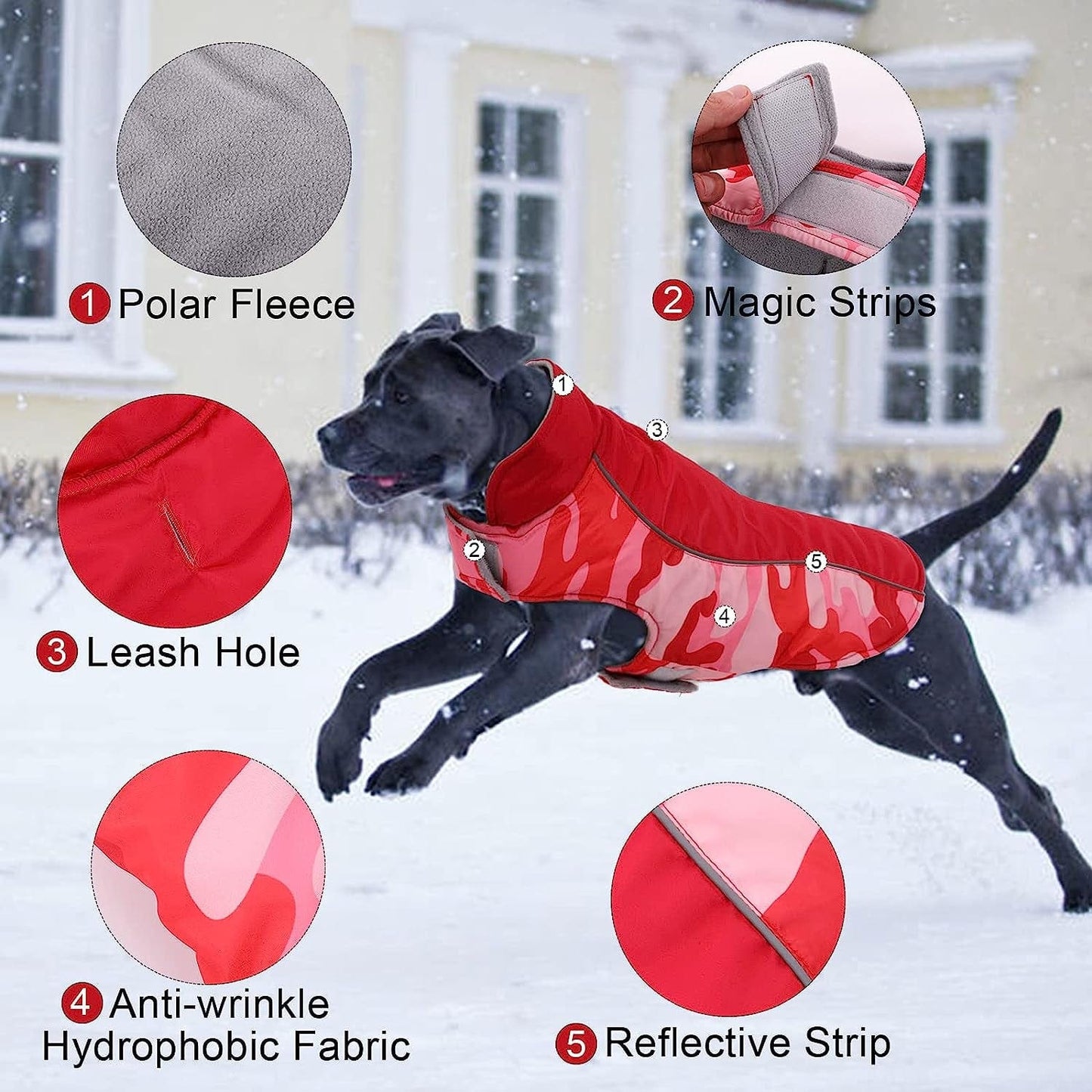 Warm Dog Jacket Reversible Fleece Winter Dog Vest for Cold Weather, Waterproof Windproof Dog Winter Coat Reflective with Magic Strip&Furry Collar for Small Medium Large Breeds Dogs Puppies Cat Pet Animals & Pet Supplies > Pet Supplies > Dog Supplies > Dog Apparel Nanaki   