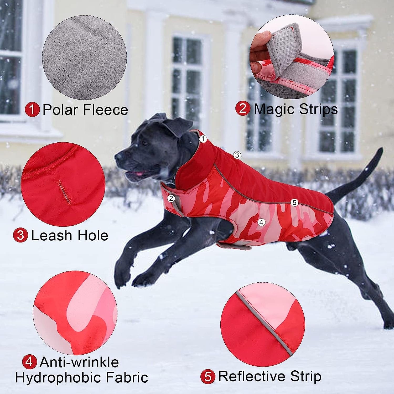 Warm Dog Jacket Reversible Fleece Winter Dog Vest for Cold Weather, Waterproof Windproof Dog Winter Coat Reflective with Magic Strip&Furry Collar for Small Medium Large Breeds Dogs Puppies Cat Pet Animals & Pet Supplies > Pet Supplies > Dog Supplies > Dog Apparel Nanaki   