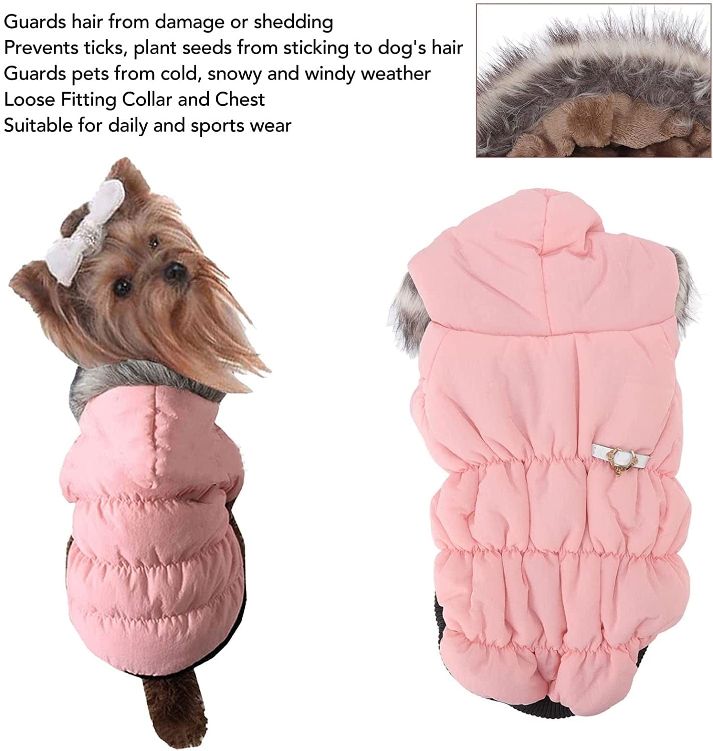 Warm Puppy Zip up Jacket Coat Protection Twolegged Pink Cold Weather Dog Winter Coat (S) (Size : Large) Animals & Pet Supplies > Pet Supplies > Dog Supplies > Dog Apparel OVAST   