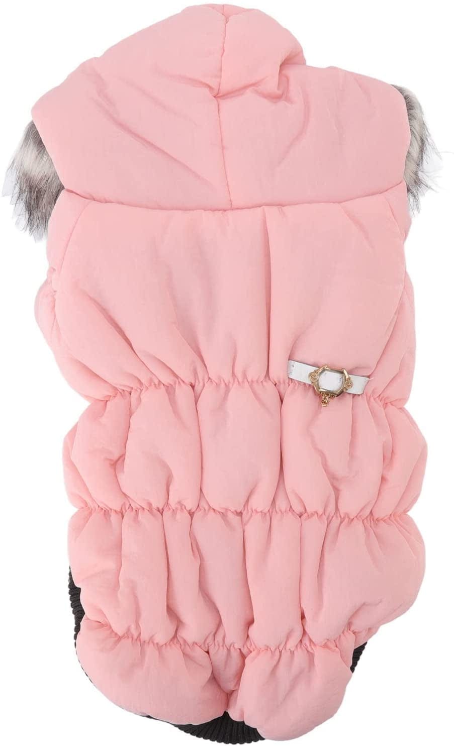 Warm Puppy Zip up Jacket Coat Protection Twolegged Pink Cold Weather Dog Winter Coat (S) (Size : Large) Animals & Pet Supplies > Pet Supplies > Dog Supplies > Dog Apparel OVAST   