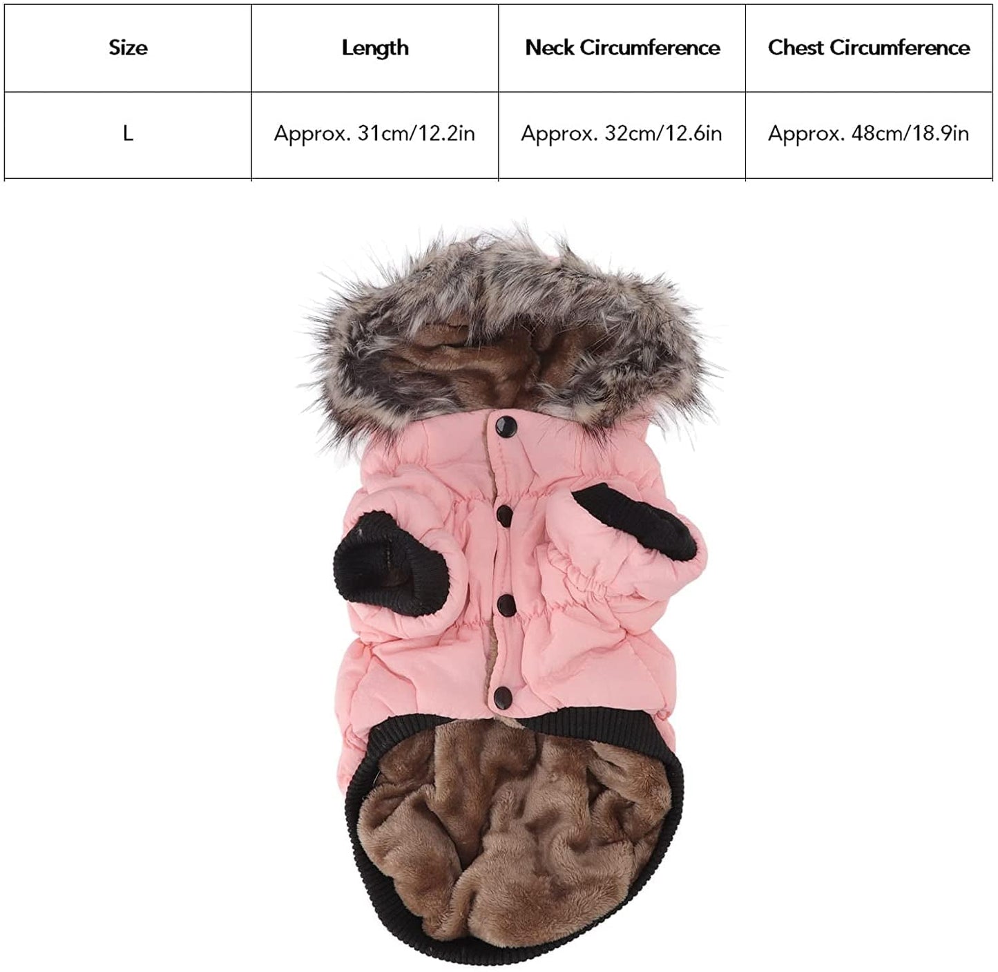 Warm Puppy Zip up Jacket Coat Protection Twolegged Pink Cold Weather Dog Winter Coat (S) (Size : Large) Animals & Pet Supplies > Pet Supplies > Dog Supplies > Dog Apparel OVAST   