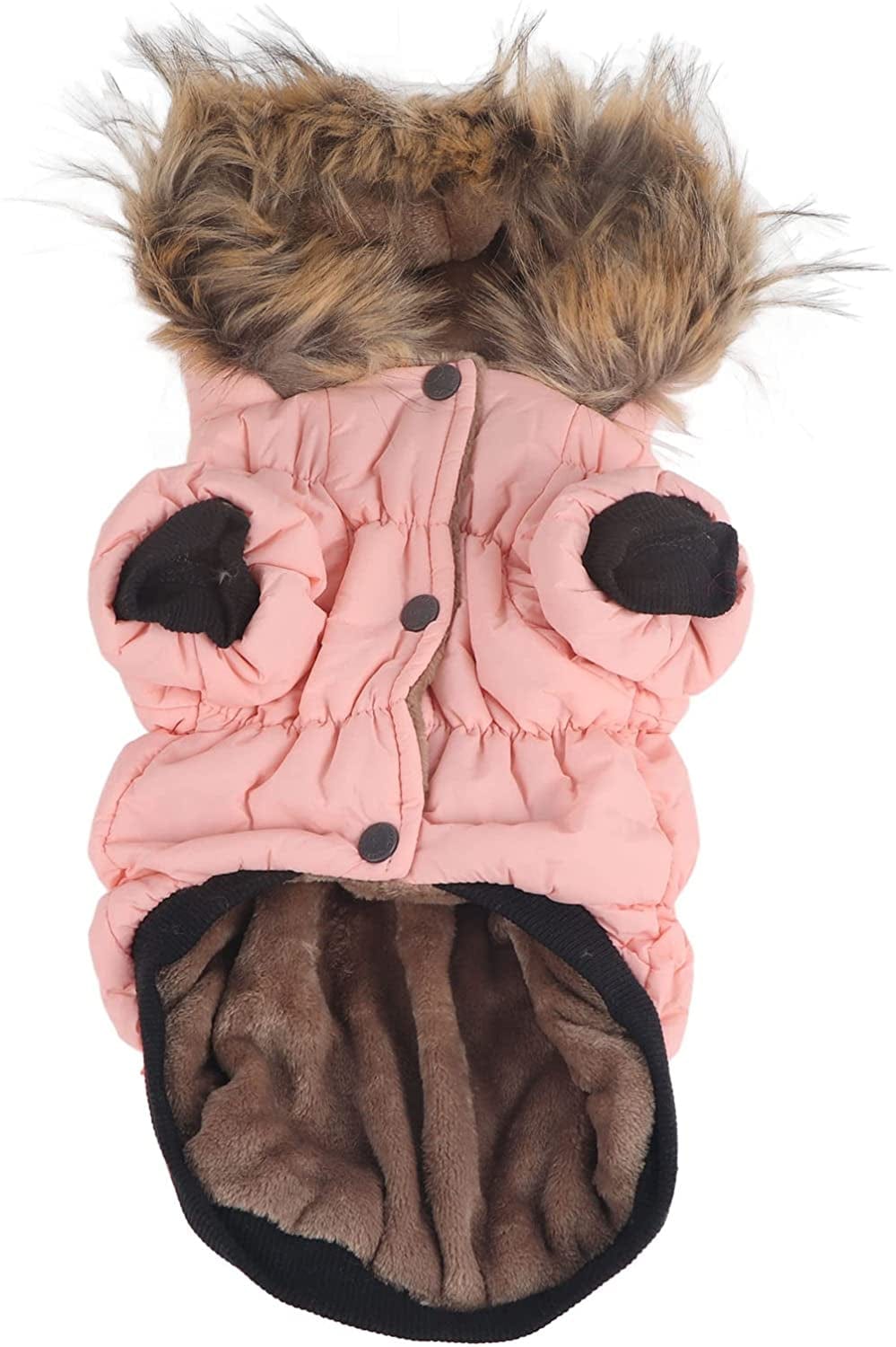 Warm Puppy Zip up Jacket Coat Protection Twolegged Pink Cold Weather Dog Winter Coat (S) (Size : Large) Animals & Pet Supplies > Pet Supplies > Dog Supplies > Dog Apparel OVAST   