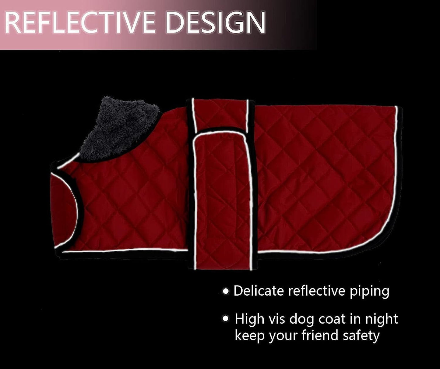 Warm Thermal Quilted Dachshund Coat, Dog Winter Coat with Warm Fleece Lining, Outdoor Dog Apparel with Adjustable Bands for Medium, Large Dog-Red-S Animals & Pet Supplies > Pet Supplies > Dog Supplies > Dog Apparel Geyecete   