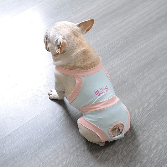 Washable Cotton Female Dog Diaper with Suspender, Reusable Elastic Soft Pet Sanitary Pantie for Small Doggy, Cute Dog Jumpsuit Underwear for Girl Puppy Incontinence, Butt Hole Design Anti-Harassment Animals & Pet Supplies > Pet Supplies > Dog Supplies > Dog Apparel PUMYPOREITY Small  