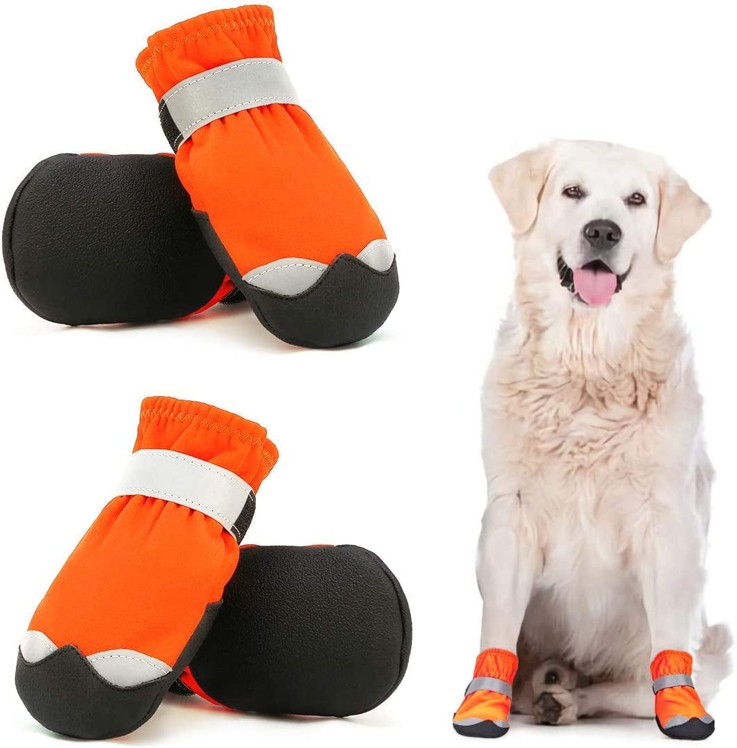 Waterproof Dog Shoes for Large Medium Dogs - Winter Snow Dog Booties Paw Protection with Adjustable Straps Rugged Anti-Slip Sole - Hiking Outdoors Pet Boots Paw Protectors Comfortable Animals & Pet Supplies > Pet Supplies > Dog Supplies > Dog Apparel Dociote Orange 7# 