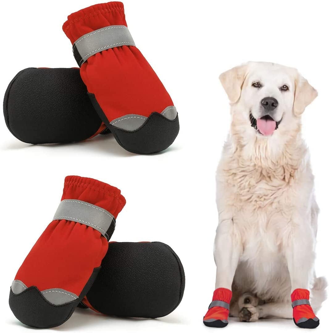 Waterproof Dog Shoes for Large Medium Dogs - Winter Snow Dog Booties Paw Protection with Adjustable Straps Rugged Anti-Slip Sole - Hiking Outdoors Pet Boots Paw Protectors Comfortable Animals & Pet Supplies > Pet Supplies > Dog Supplies > Dog Apparel Dociote Red 7# 