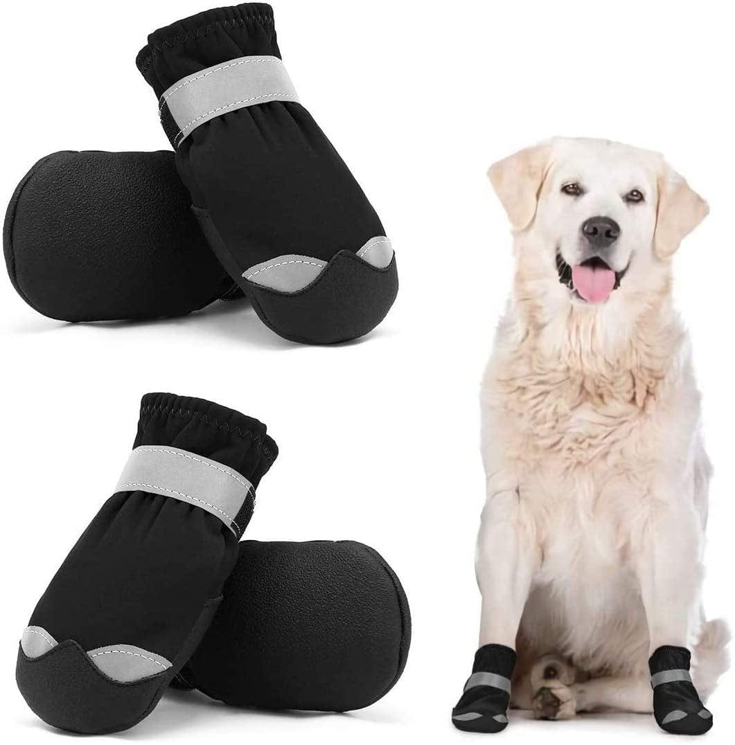 Waterproof Dog Shoes for Large Medium Dogs - Winter Snow Dog Booties Paw Protection with Adjustable Straps Rugged Anti-Slip Sole - Hiking Outdoors Pet Boots Paw Protectors Comfortable Animals & Pet Supplies > Pet Supplies > Dog Supplies > Dog Apparel Dociote Black 4# 
