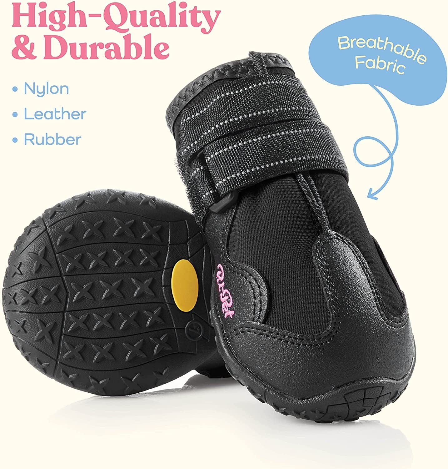 Waterproof Dog Shoes - Stylish Designed Shoes for Dogs - Dog Boots with Non-Slip Rubber Bottom Protects Paw from Hot or Cold Pavement, Dog Booties with Reflective Straps for Dogs Safety, Puppy Shoes. Animals & Pet Supplies > Pet Supplies > Dog Supplies > Dog Apparel PitPet   