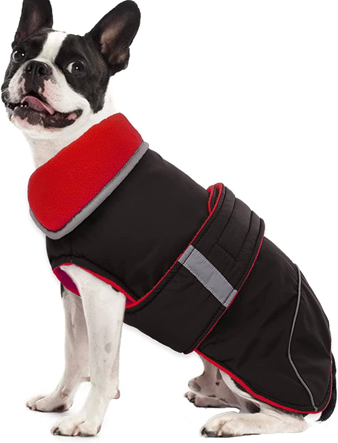 Waterproof Reversible Warm Fleece Lining Dog Winter Jacket Cold Weather Vest Clothes Coats for Small Medium Large Dogs, Adjustable Padded Thick Dog Apparel with Reflective Stripe for Outdoor Hiking Animals & Pet Supplies > Pet Supplies > Dog Supplies > Dog Apparel Yagamii Red X-Large 