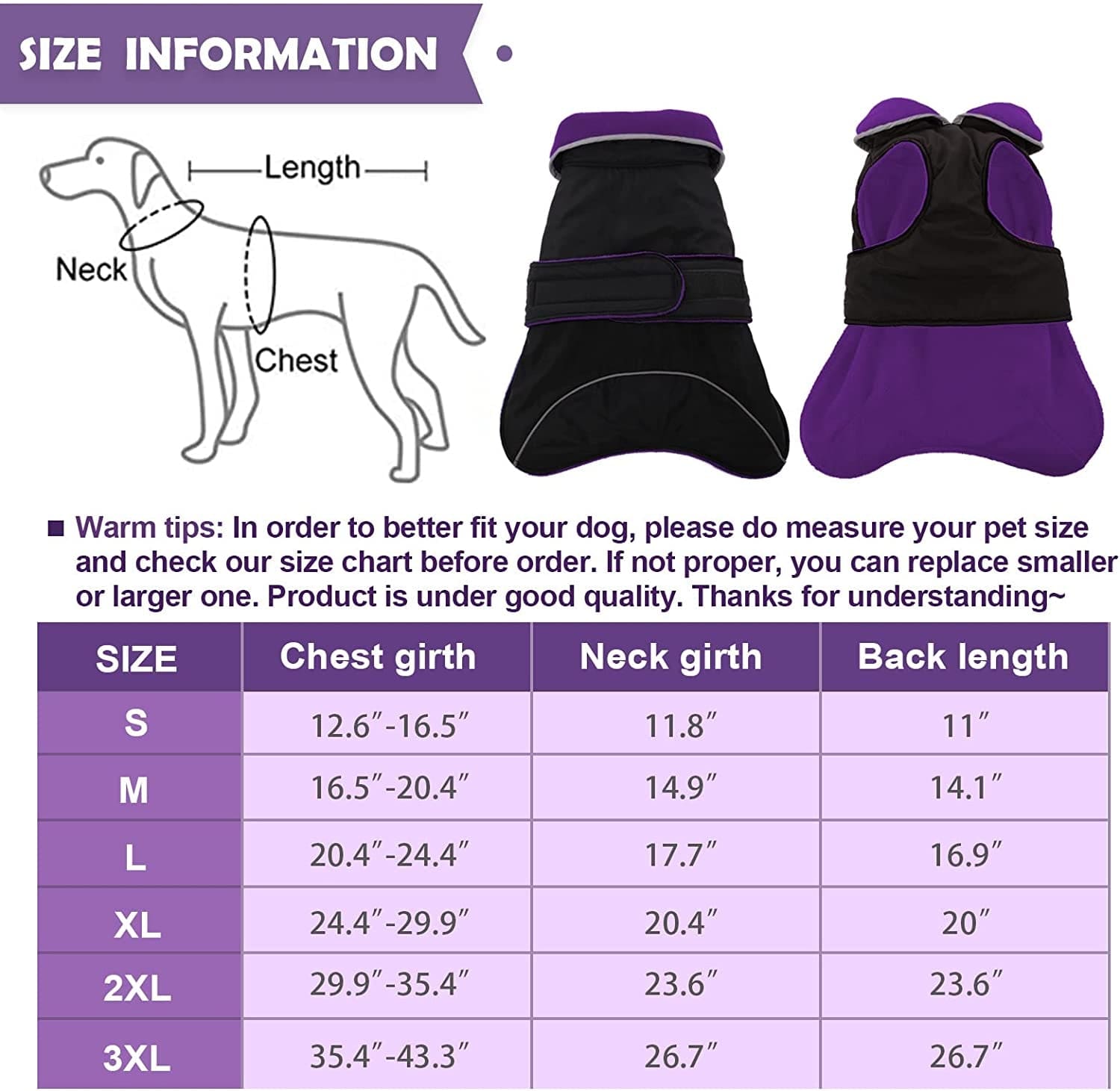 Waterproof Reversible Warm Fleece Lining Dog Winter Jacket Cold Weather Vest Clothes Coats for Small Medium Large Dogs, Adjustable Padded Thick Dog Apparel with Reflective Stripe for Outdoor Hiking Animals & Pet Supplies > Pet Supplies > Dog Supplies > Dog Apparel Yagamii   