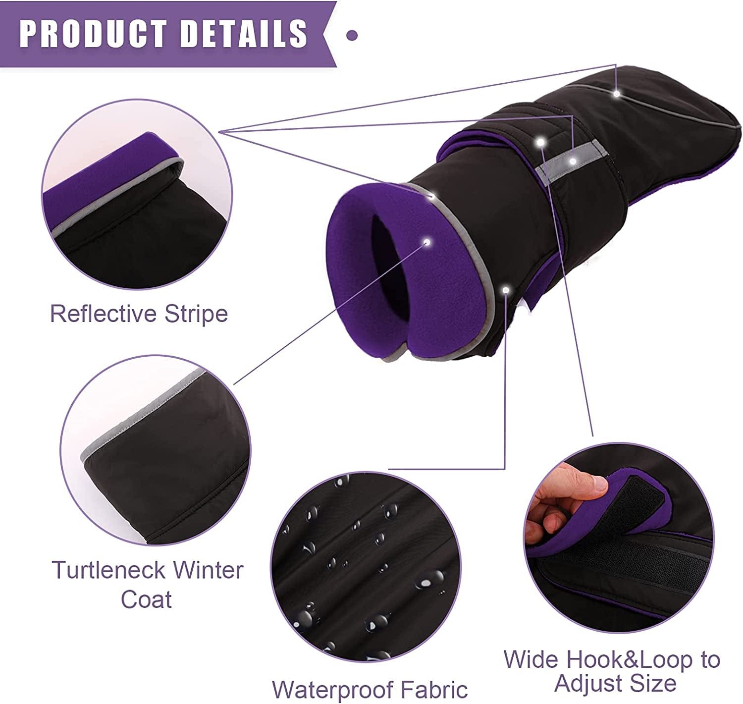 Waterproof Reversible Warm Fleece Lining Dog Winter Jacket Cold Weather Vest Clothes Coats for Small Medium Large Dogs, Adjustable Padded Thick Dog Apparel with Reflective Stripe for Outdoor Hiking Animals & Pet Supplies > Pet Supplies > Dog Supplies > Dog Apparel Yagamii   