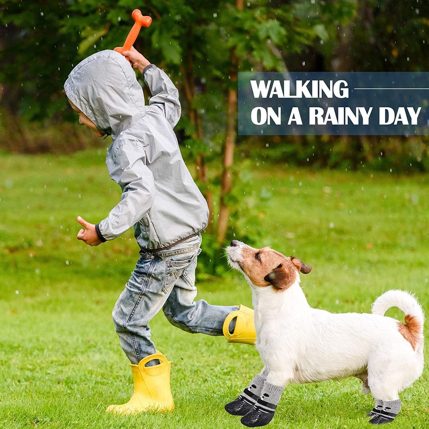 Weewooday 2 Sets Dog Cat Boots Shoes Socks Waterproof Dog Shoes Rain Snow Dog Booties Anti-Slip Dog Sock Shoes with Adjustable Drawstring for Small Puppy (S) Animals & Pet Supplies > Pet Supplies > Dog Supplies > Dog Apparel Weewooday   