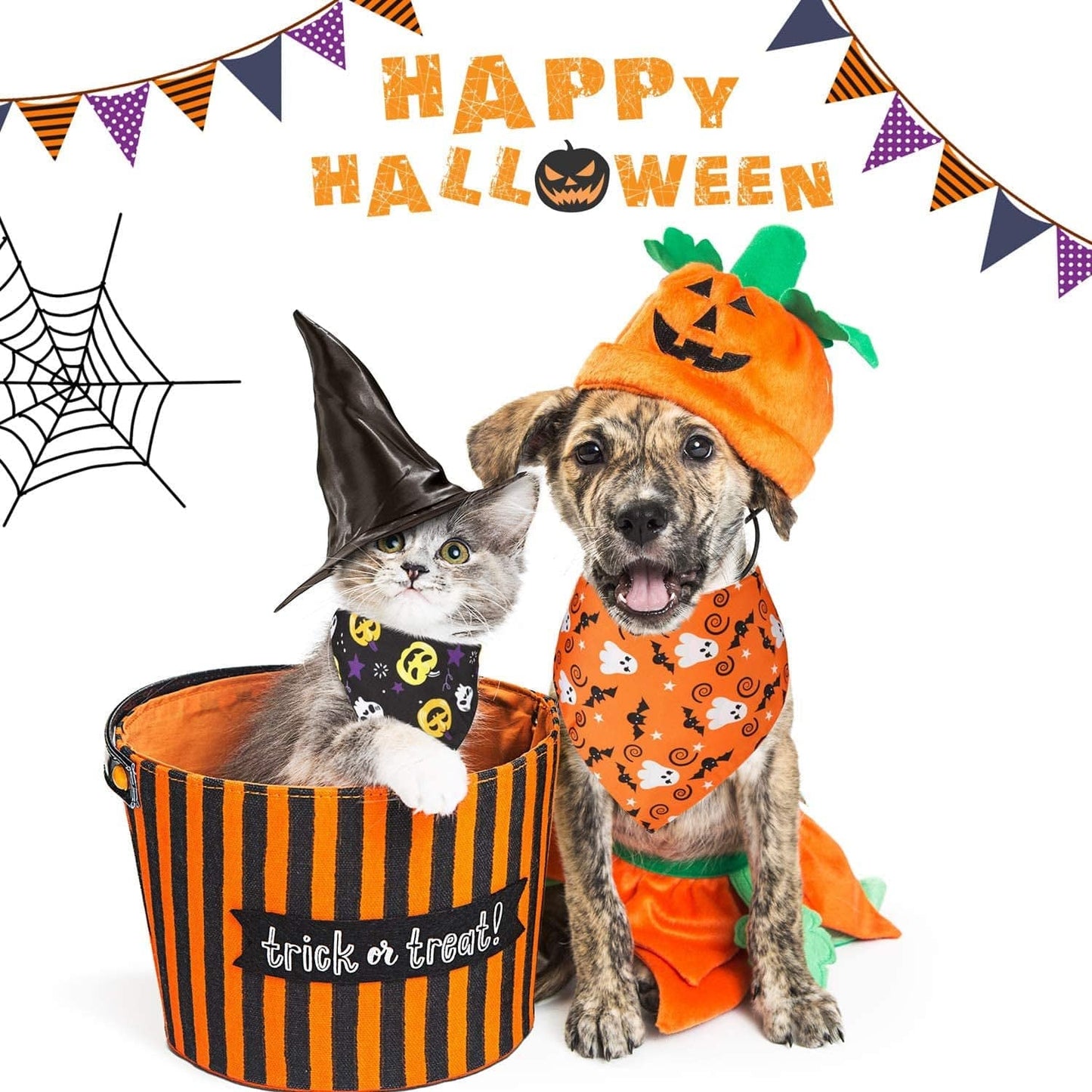 Weewooday 3 Pieces Halloween Dog Bandanas Reversible Dog Scarf Washable Triangle Pet Bibs Soft Pet Neckerchief Including Pumpkin Ghost Candy Bat Pattern Animals & Pet Supplies > Pet Supplies > Dog Supplies > Dog Apparel Weewooday   