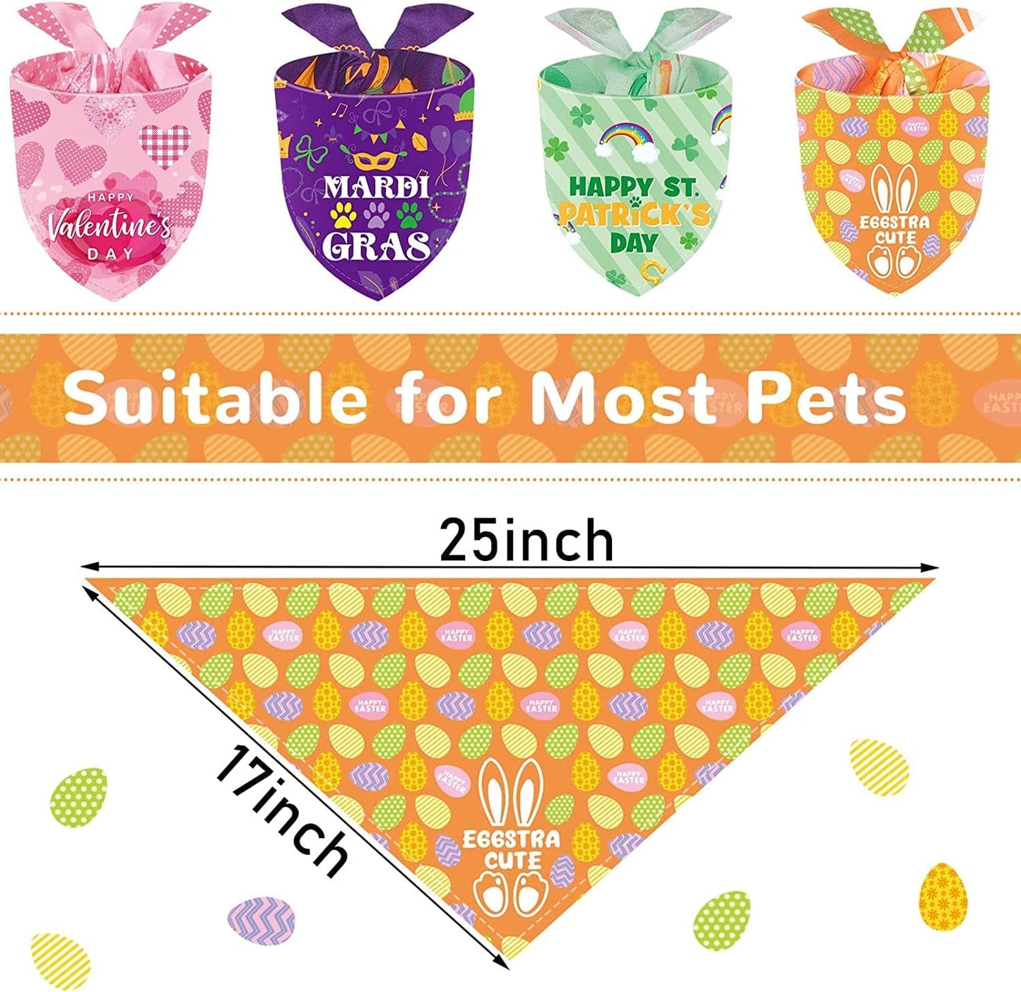 Weewooday 4 Pack Easter Dog Bandanas Triangle Reversible Pet Scarf Holidays Dog Scarf Pet Bandanas Washable Pet Bibs for Easter Festival Costume Spring Supply (Multi Pattern,M) Animals & Pet Supplies > Pet Supplies > Dog Supplies > Dog Apparel Weewooday   