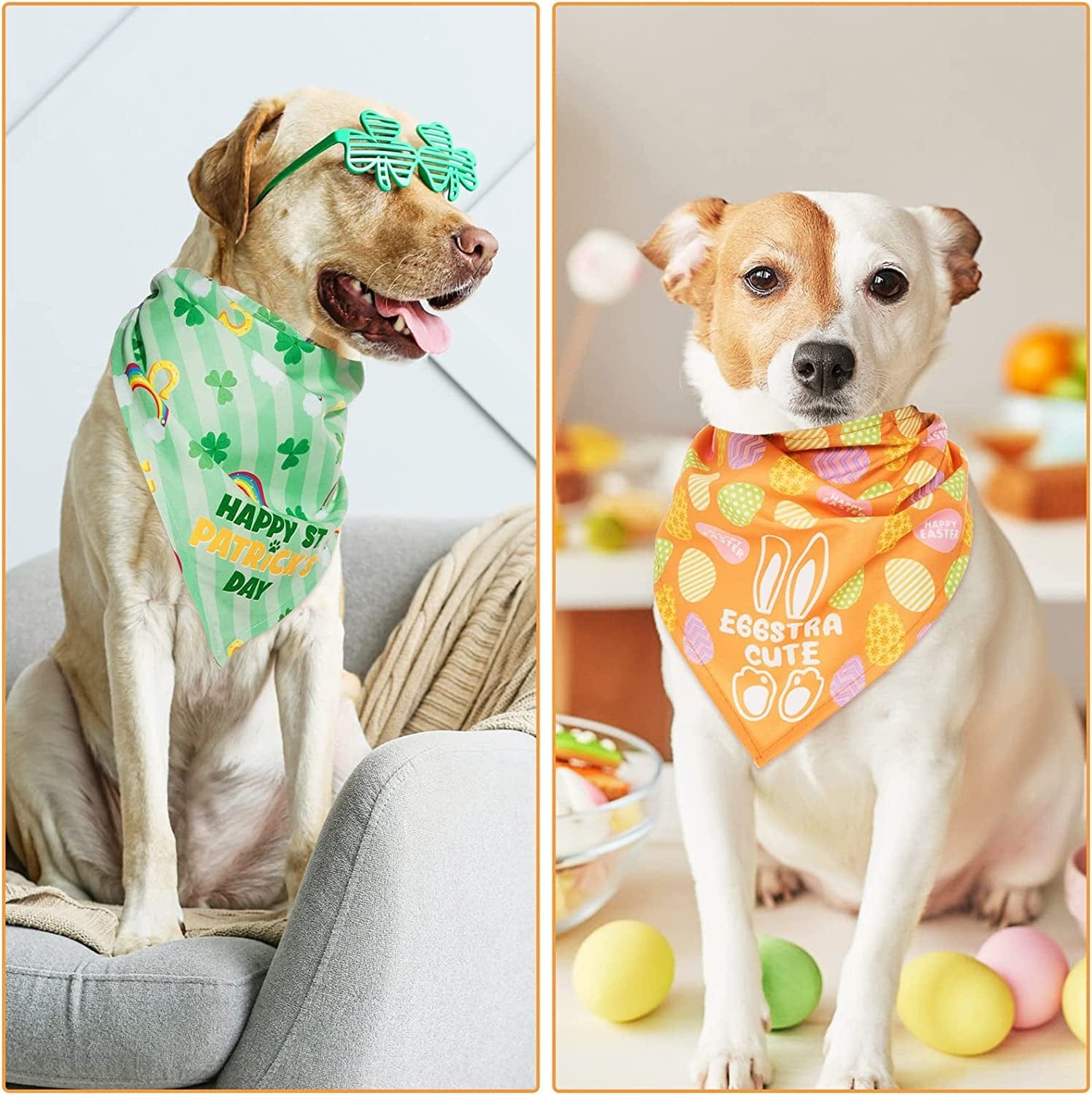 Weewooday 4 Pack Easter Dog Bandanas Triangle Reversible Pet Scarf Holidays Dog Scarf Pet Bandanas Washable Pet Bibs for Easter Festival Costume Spring Supply (Multi Pattern,M) Animals & Pet Supplies > Pet Supplies > Dog Supplies > Dog Apparel Weewooday   