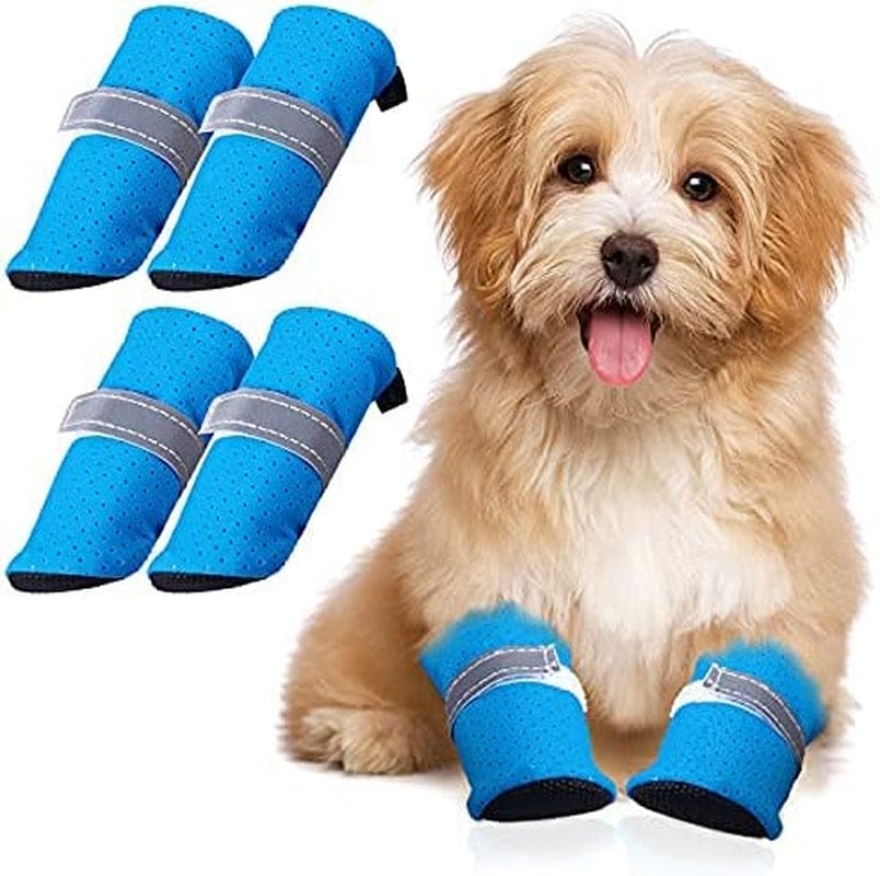 Weewooday 4 Pieces Summer Dog Shoes Paw Protector Pet Mesh Sandal Shoes Non-Slip Dog Boots with Adjustable Buckle for Small Medium Dogs and Cats Animals & Pet Supplies > Pet Supplies > Dog Supplies > Dog Apparel Weewooday   