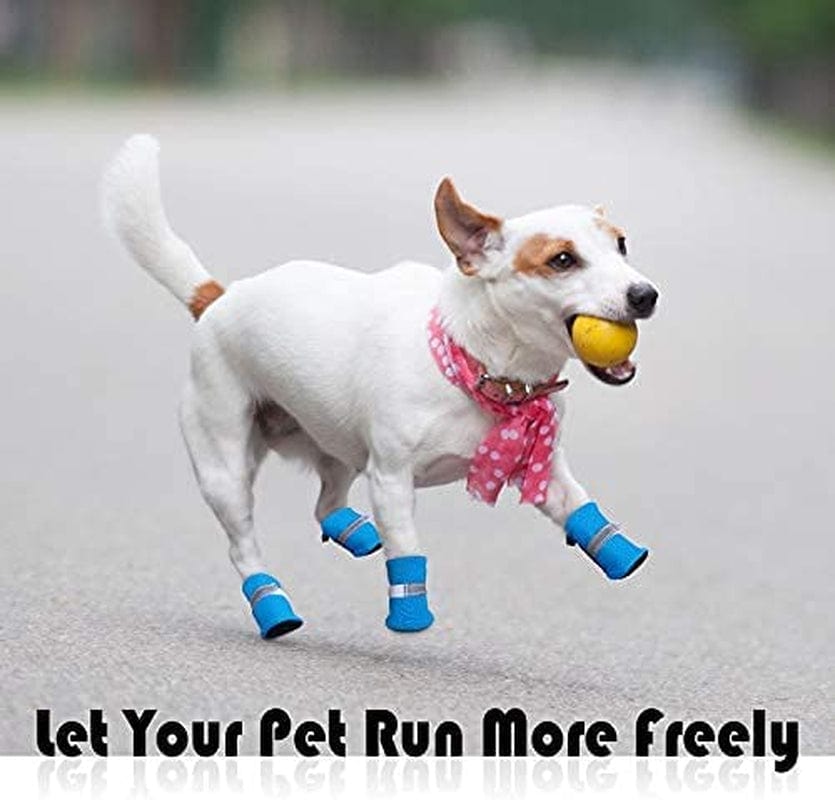 Weewooday 4 Pieces Summer Dog Shoes Paw Protector Pet Mesh Sandal Shoes Non-Slip Dog Boots with Adjustable Buckle for Small Medium Dogs and Cats Animals & Pet Supplies > Pet Supplies > Dog Supplies > Dog Apparel Weewooday   