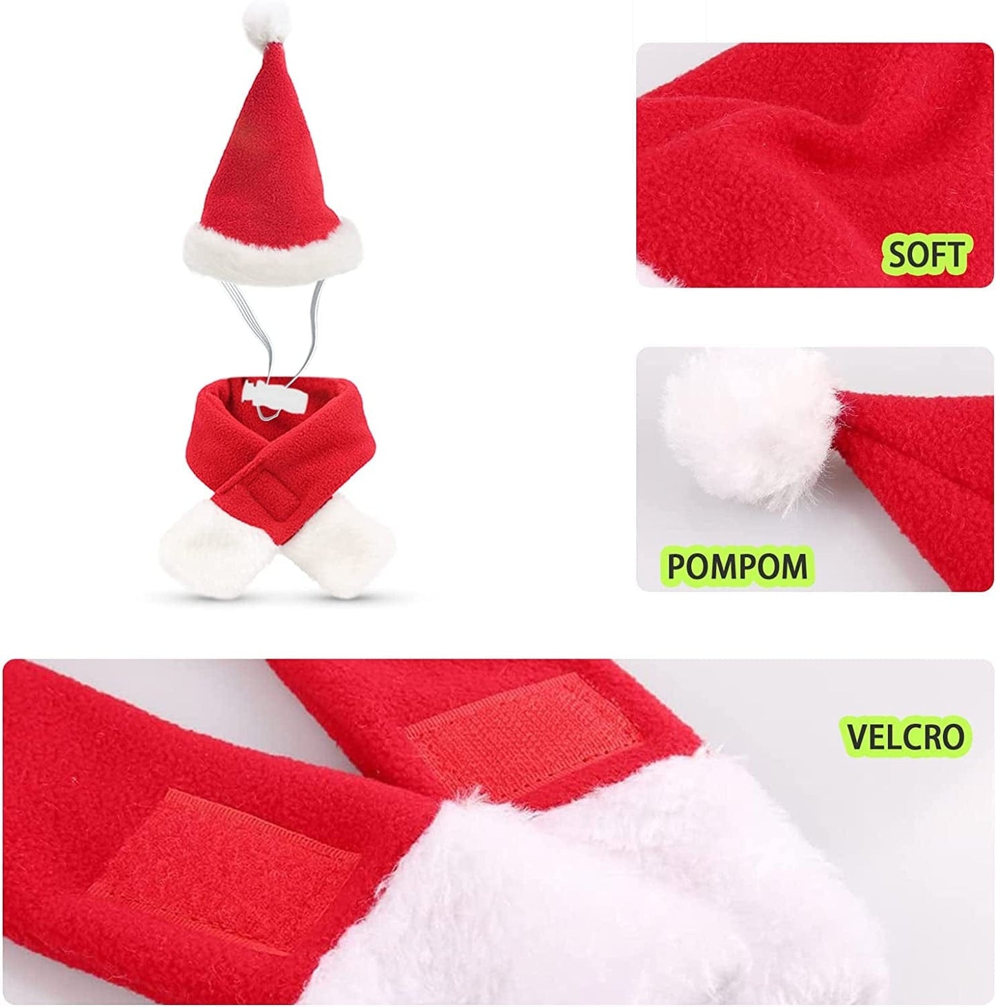 Wegoxiao Christmas Dog Santa Hat with Scarf Set, Adjustable Santa Hat for Dog and Pet Knit Red Scarf, Dog Winter Neck Warmer Scarf, Christmas Party Dressup Animals & Pet Supplies > Pet Supplies > Dog Supplies > Dog Apparel WeGoxiao   